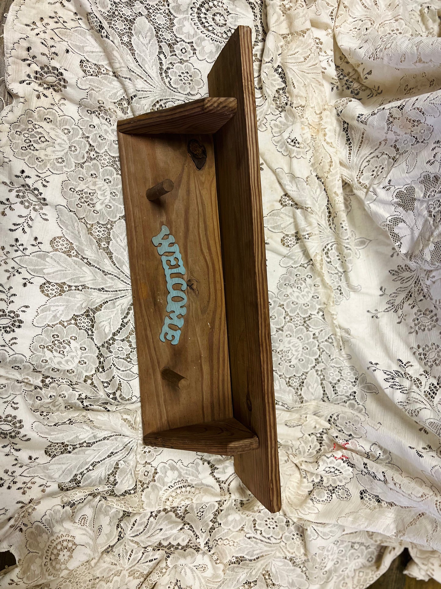 Vintage Wood Welcome Shelf