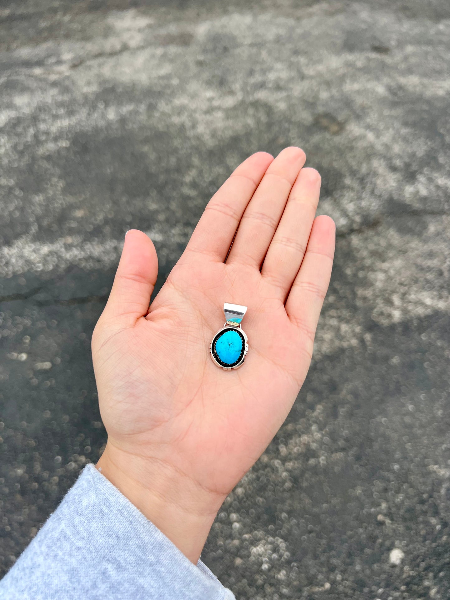 Genuine Turquoise Oval Pendant
