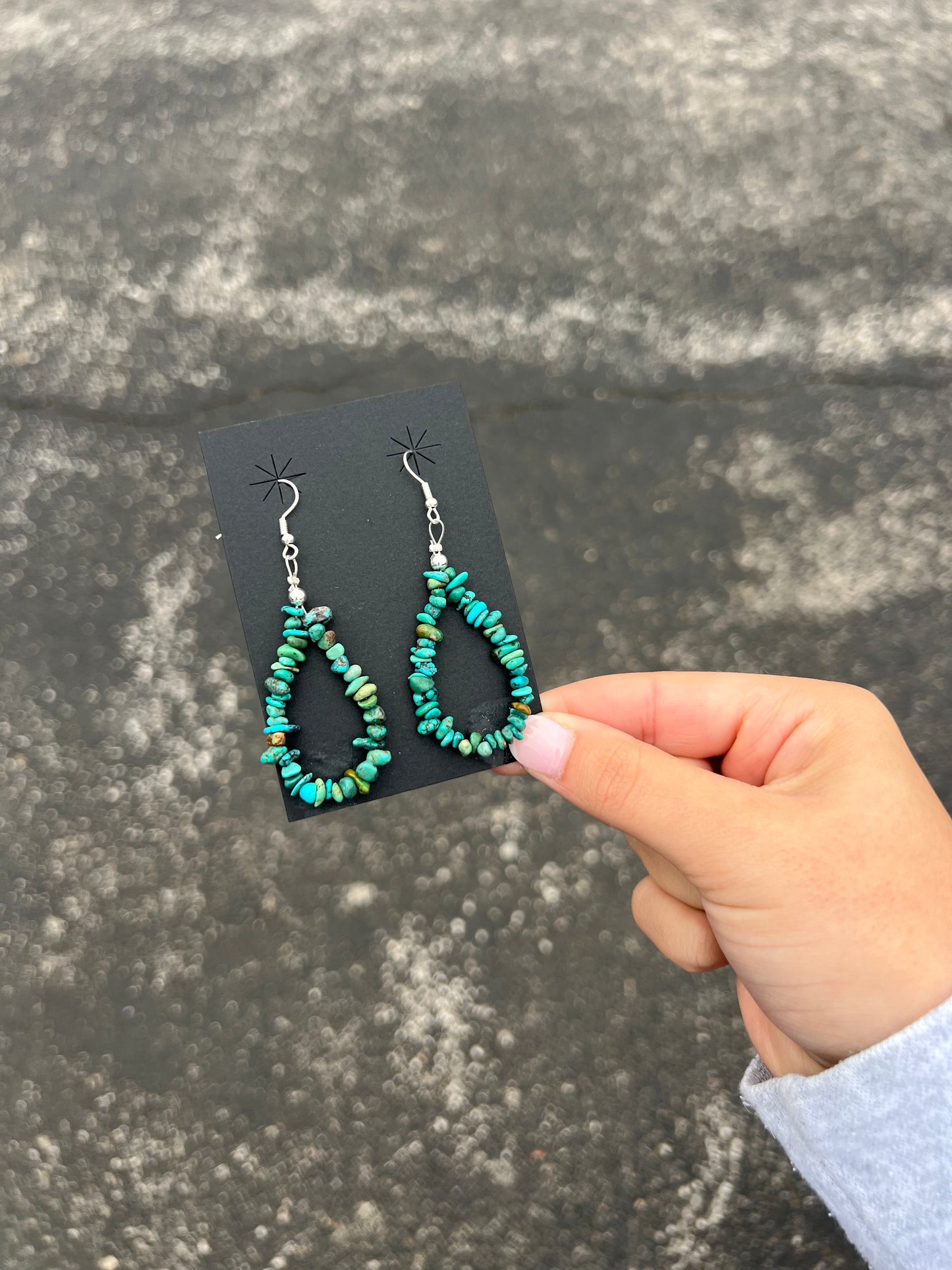 Genuine Turquoise Nugget Loop Dangle Earrings