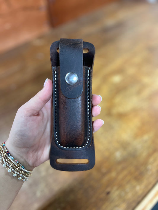 Genuine Leather Knife Case with Belt Loops - Local Amish Made