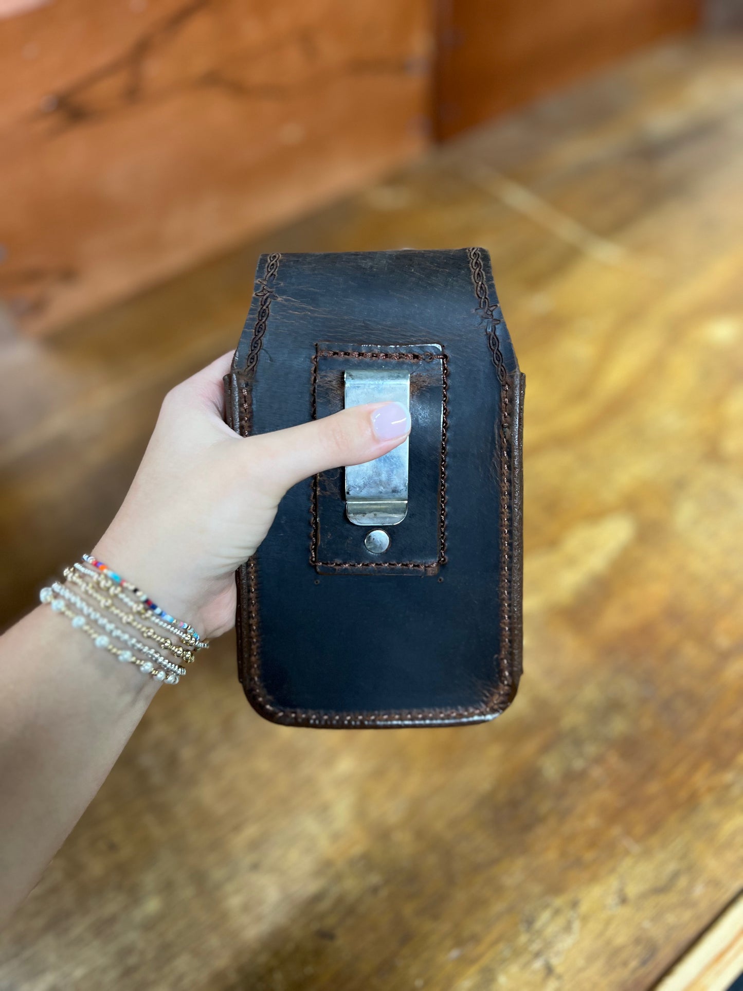 Genuine Leather Barbed Wire Phone Case - Local Amish Made