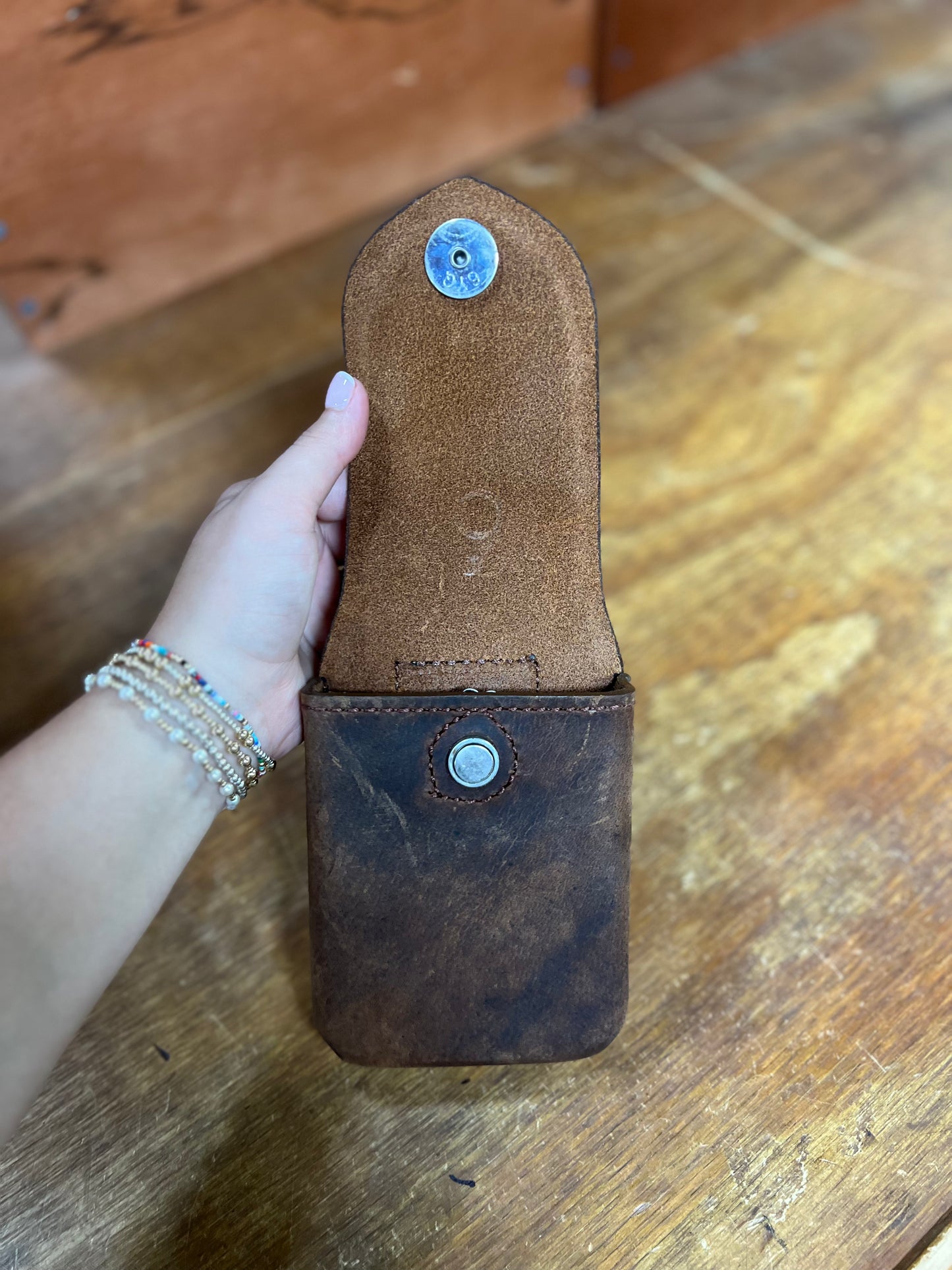 Genuine Leather Barbed Wire Phone Case - Local Amish Made
