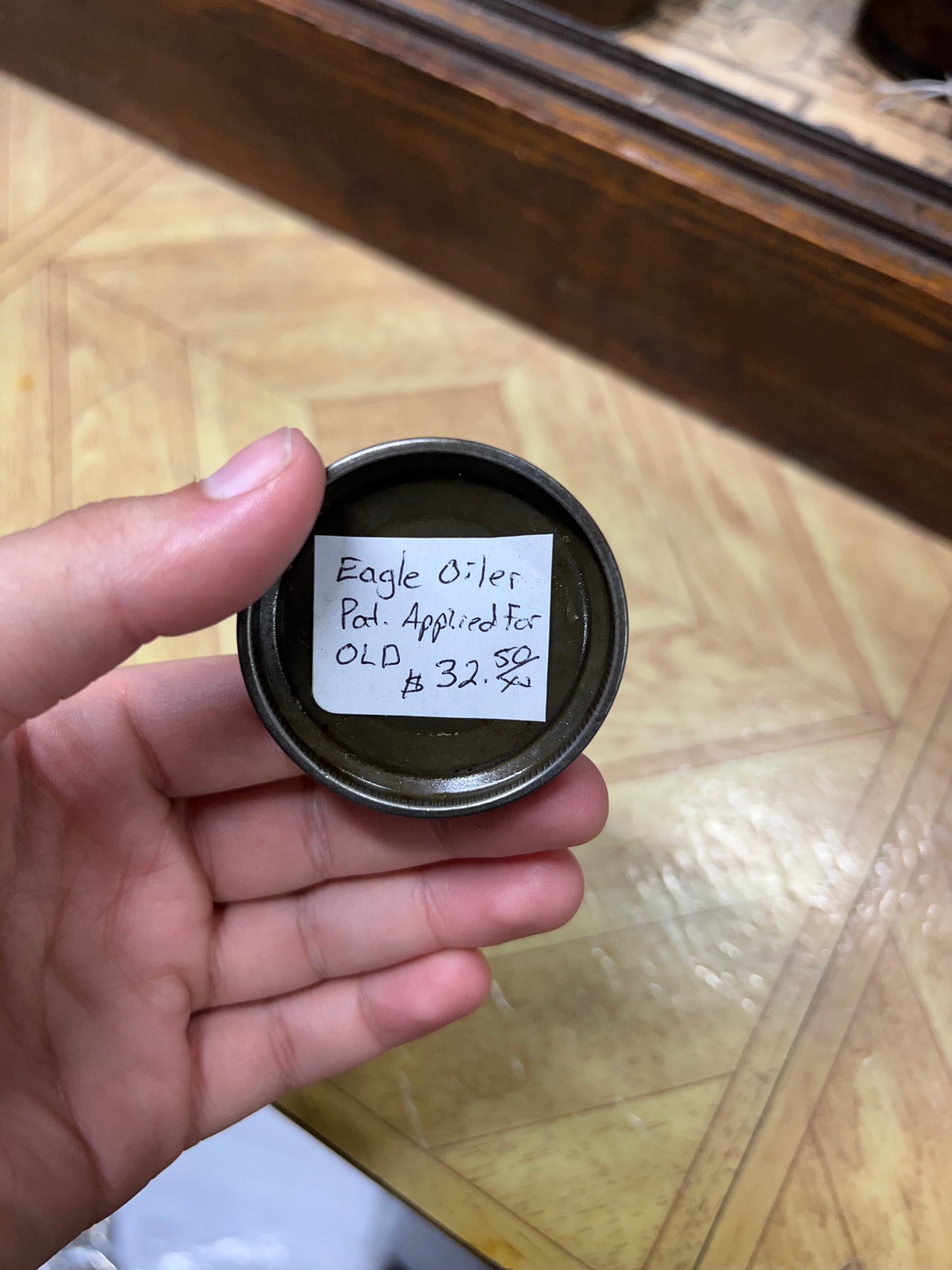 Vintage Eagle Thumb Oiler Can Small Pat Applied For