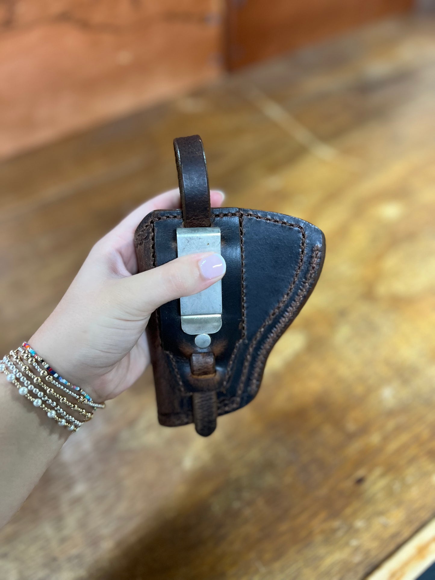 Genuine Leather Holster for Small Revolvers has belt loop and clip 5"- Local Amish Made