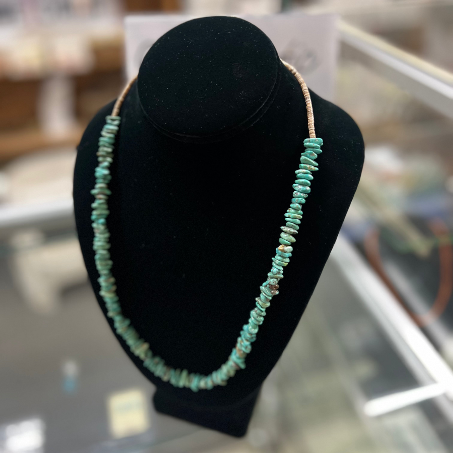 Genuine Kingman Turquoise Nuggets & Heishi Beads Necklace