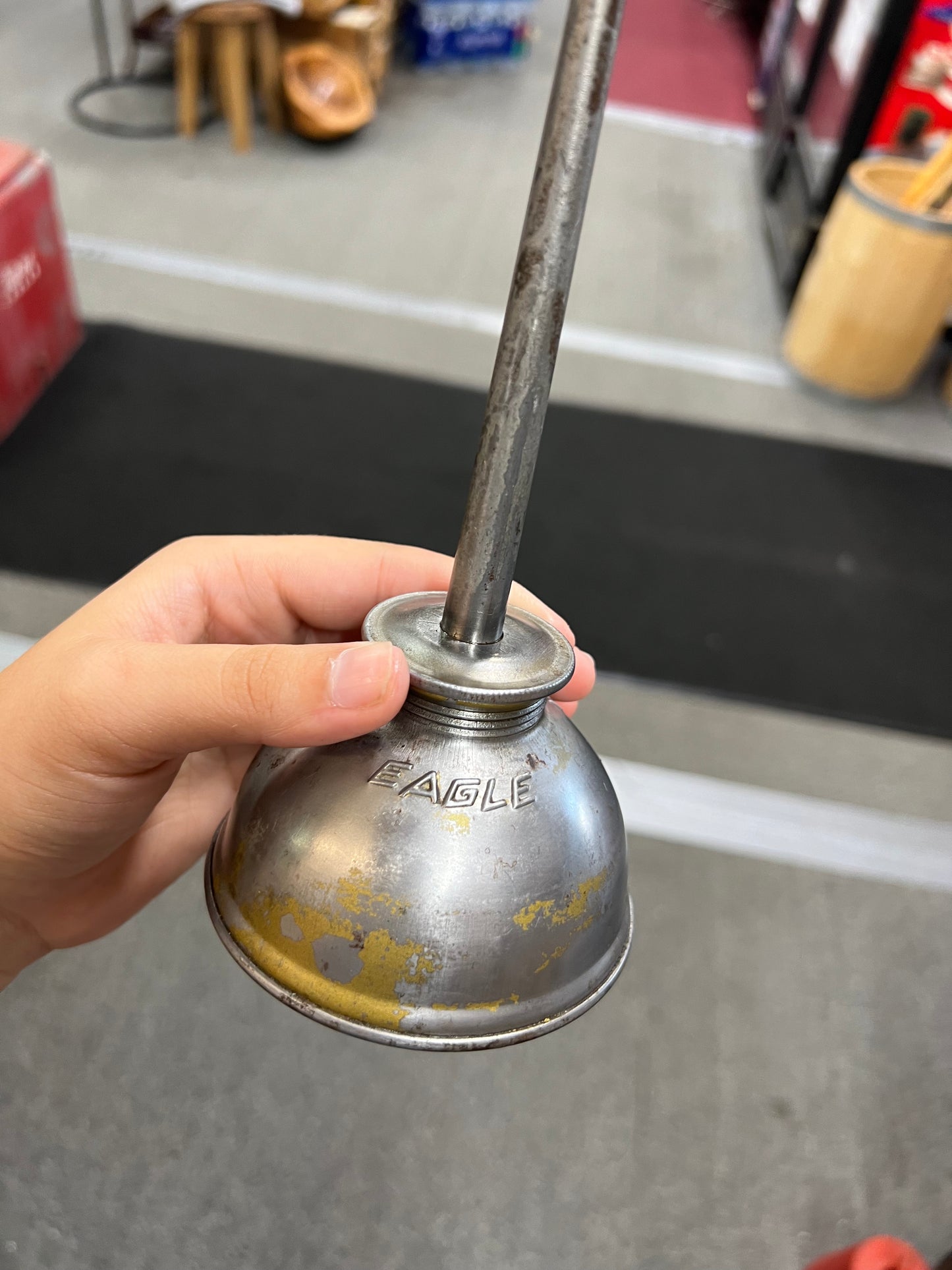 Vintage Eagle Oil Can - Tall Spout - Embossed - Aluminum