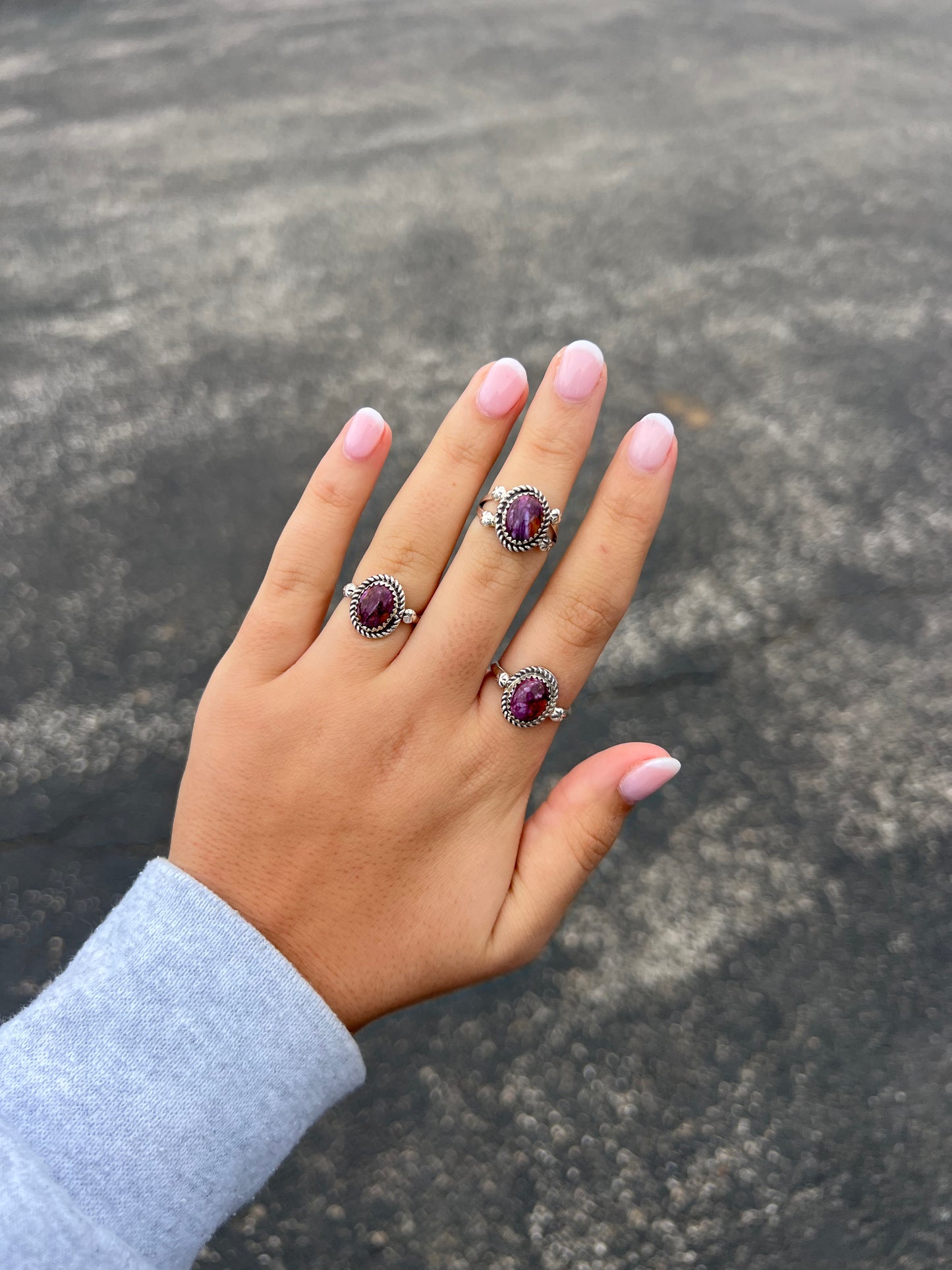 Genuine Purple Spiny Oyster Sterling Silver Ring