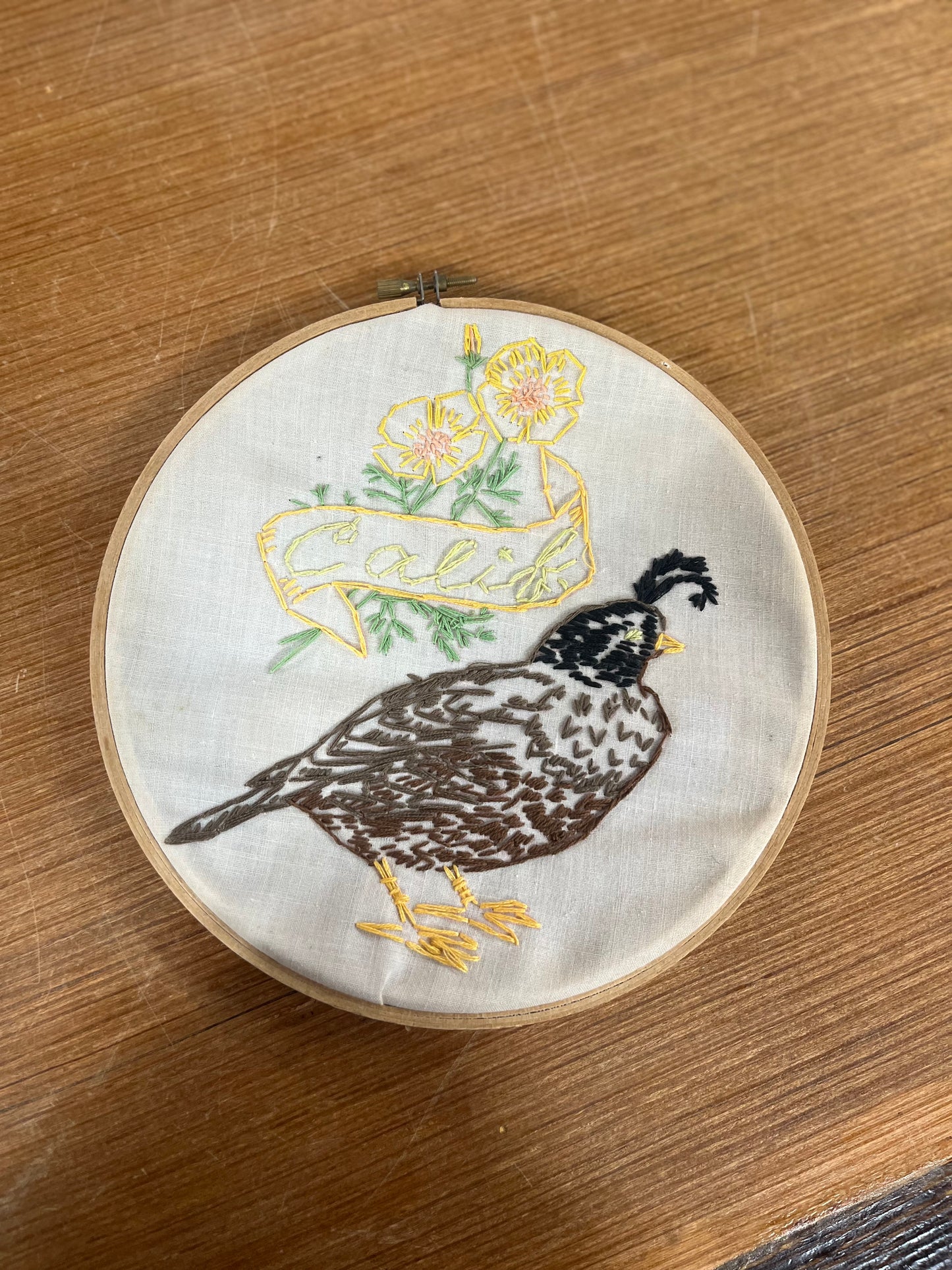 California Quail Embroidery Decor