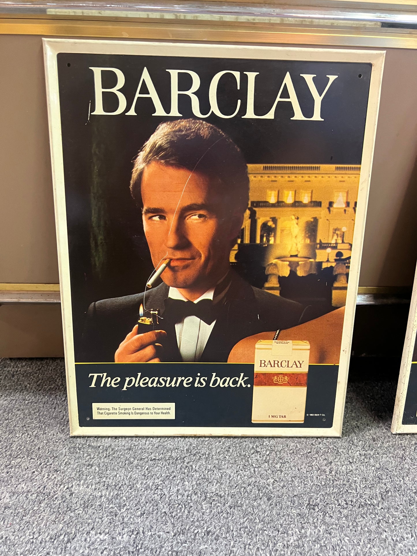 1983 Barclay The Pleasure Is Back Sign
