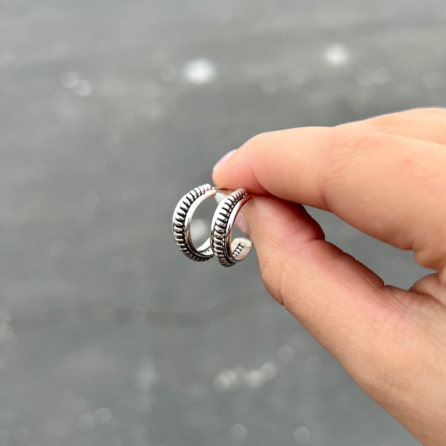 Authentic Native American Handmade Sterling Silver Coil Hoops