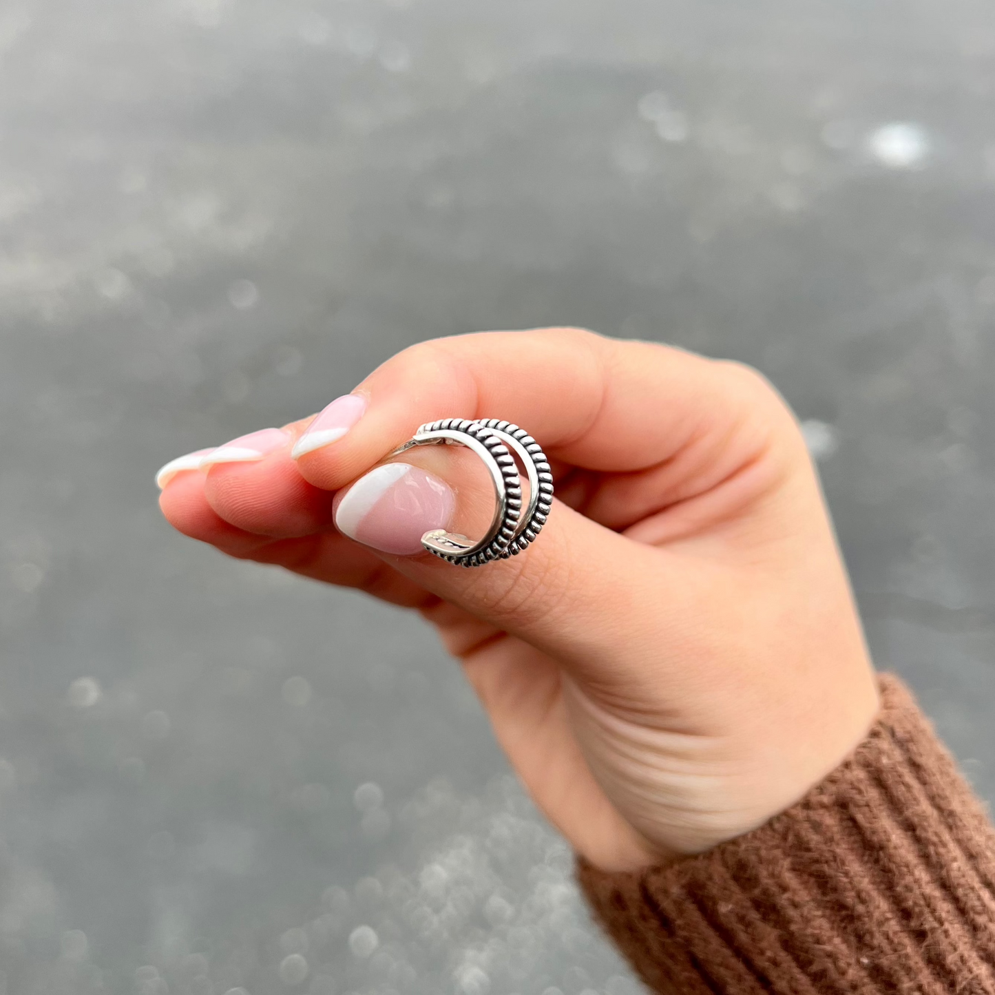 Authentic Native American Handmade Sterling Silver Coil Hoops