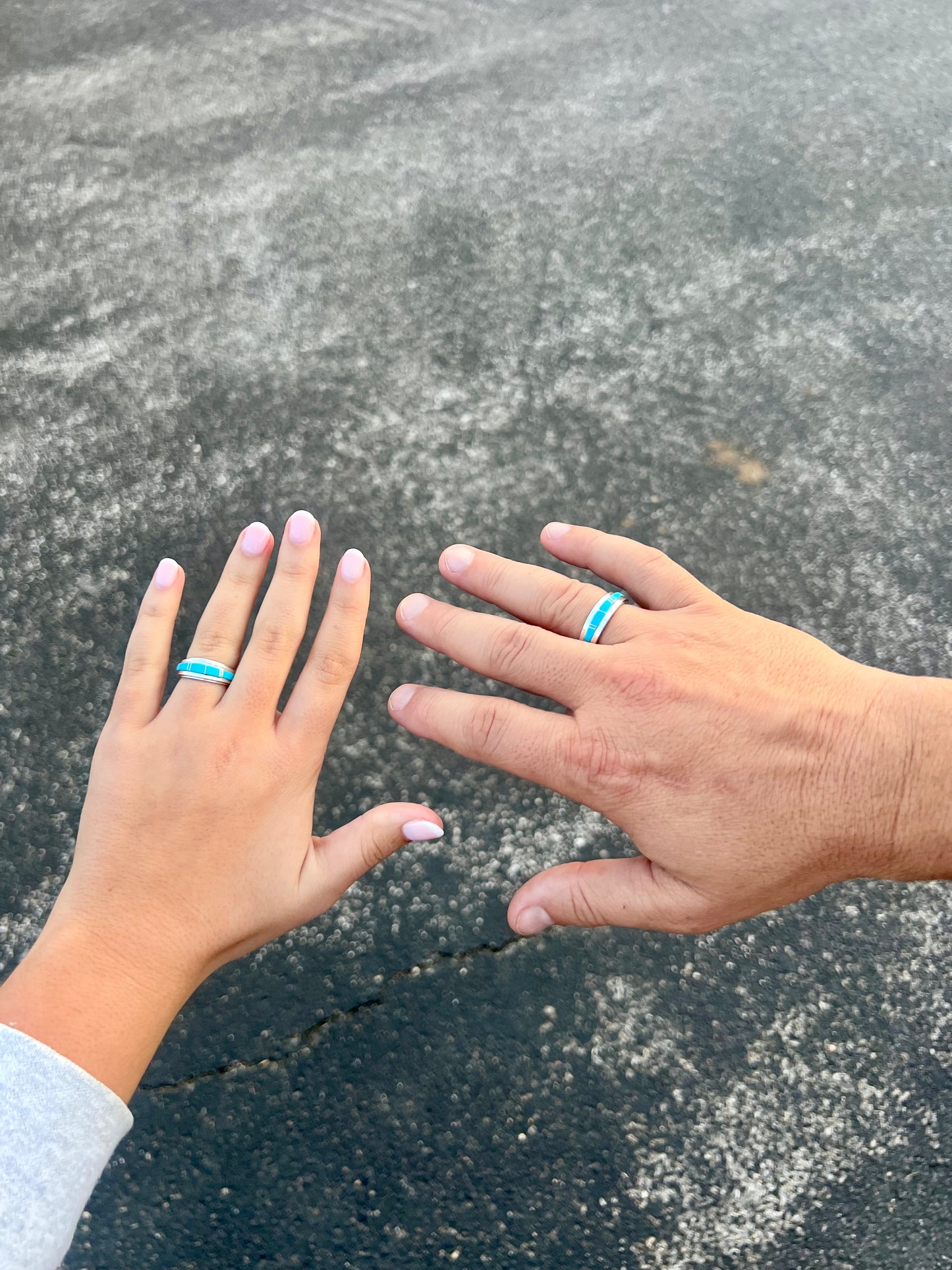 Genuine Turquoise Sterling Silver Divider Band Ring - Mens