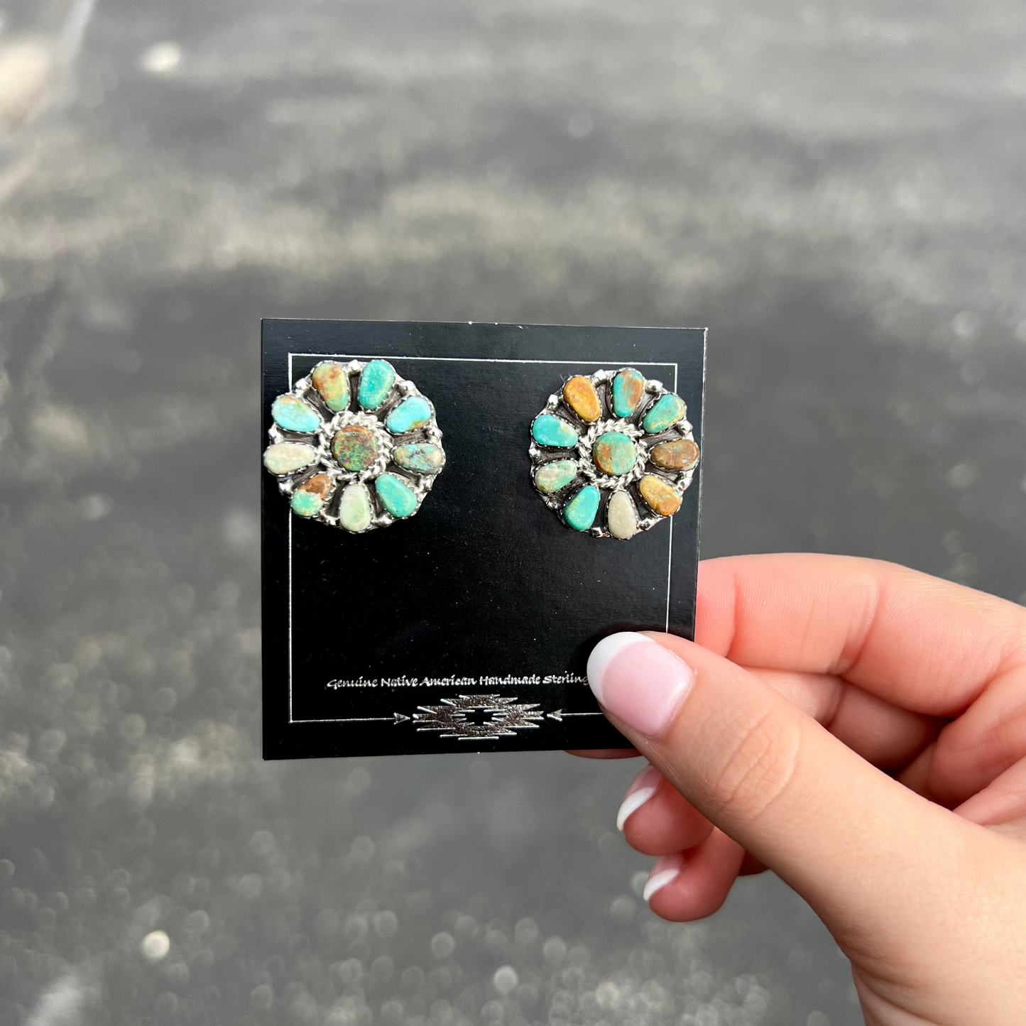 Genuine Turquoise and Spiny Oyster Cluster Earrings