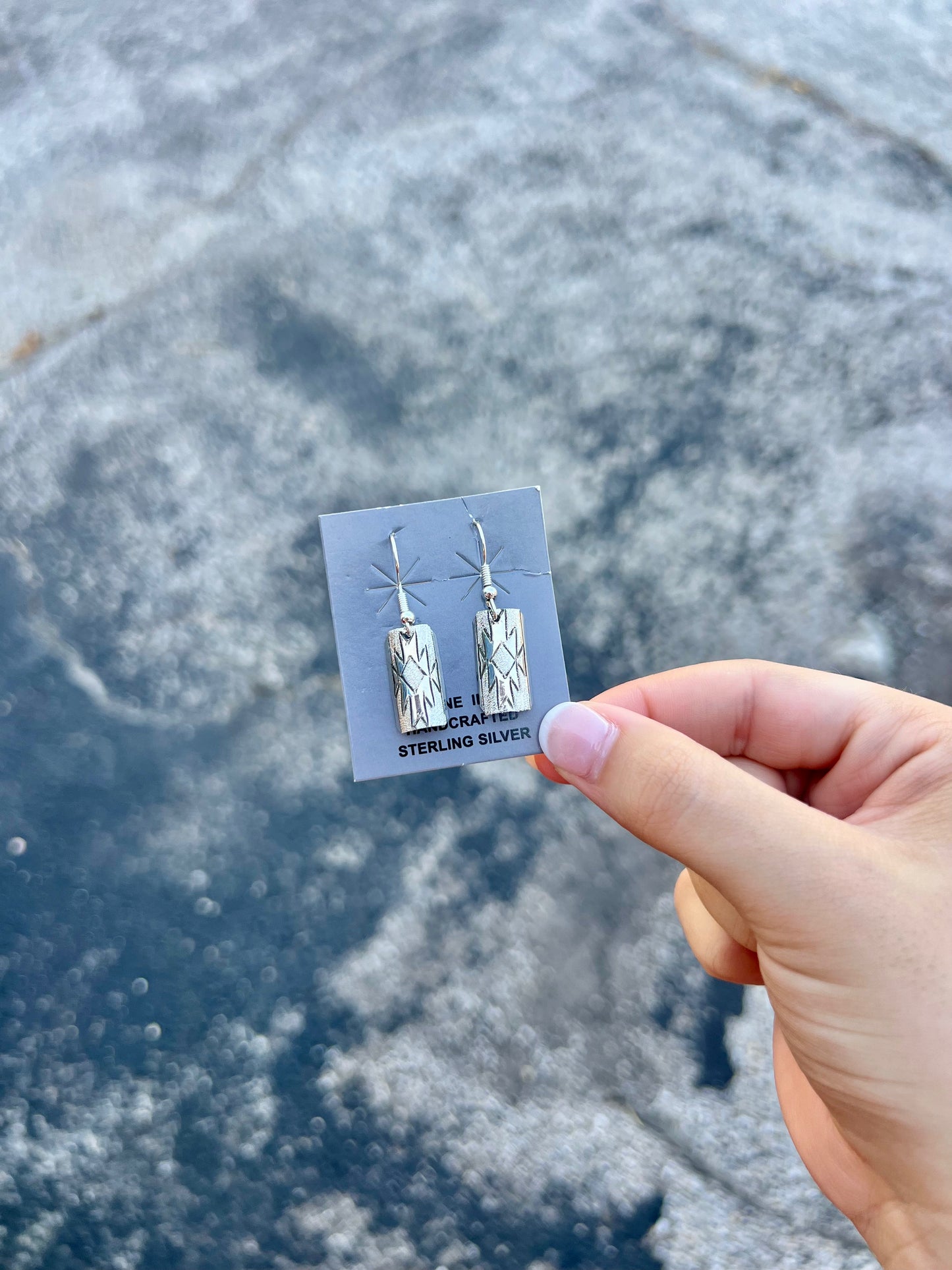 Sterling Silver Aztec Stamped Earrings