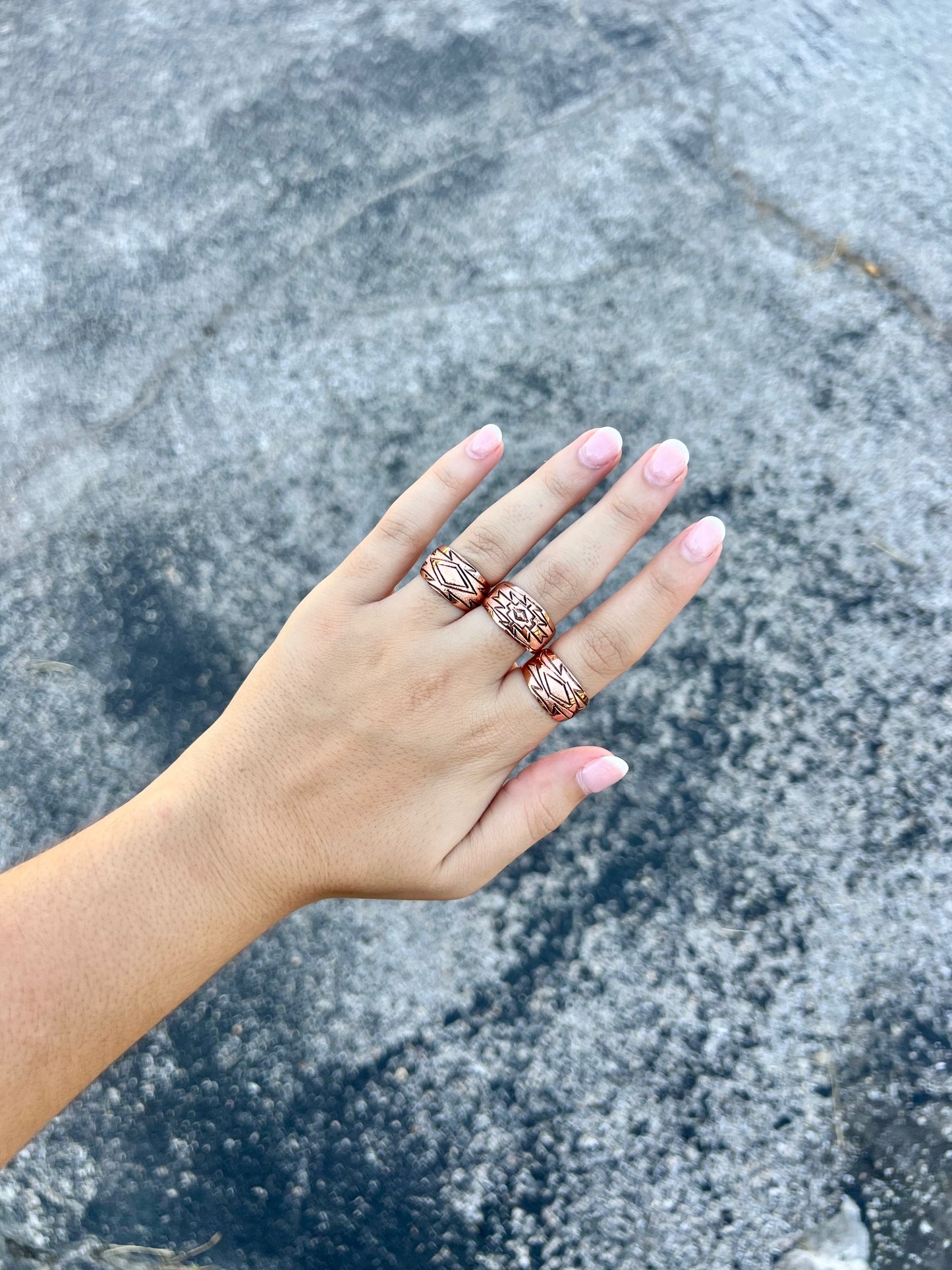 Copper Aztec Stamped Ring