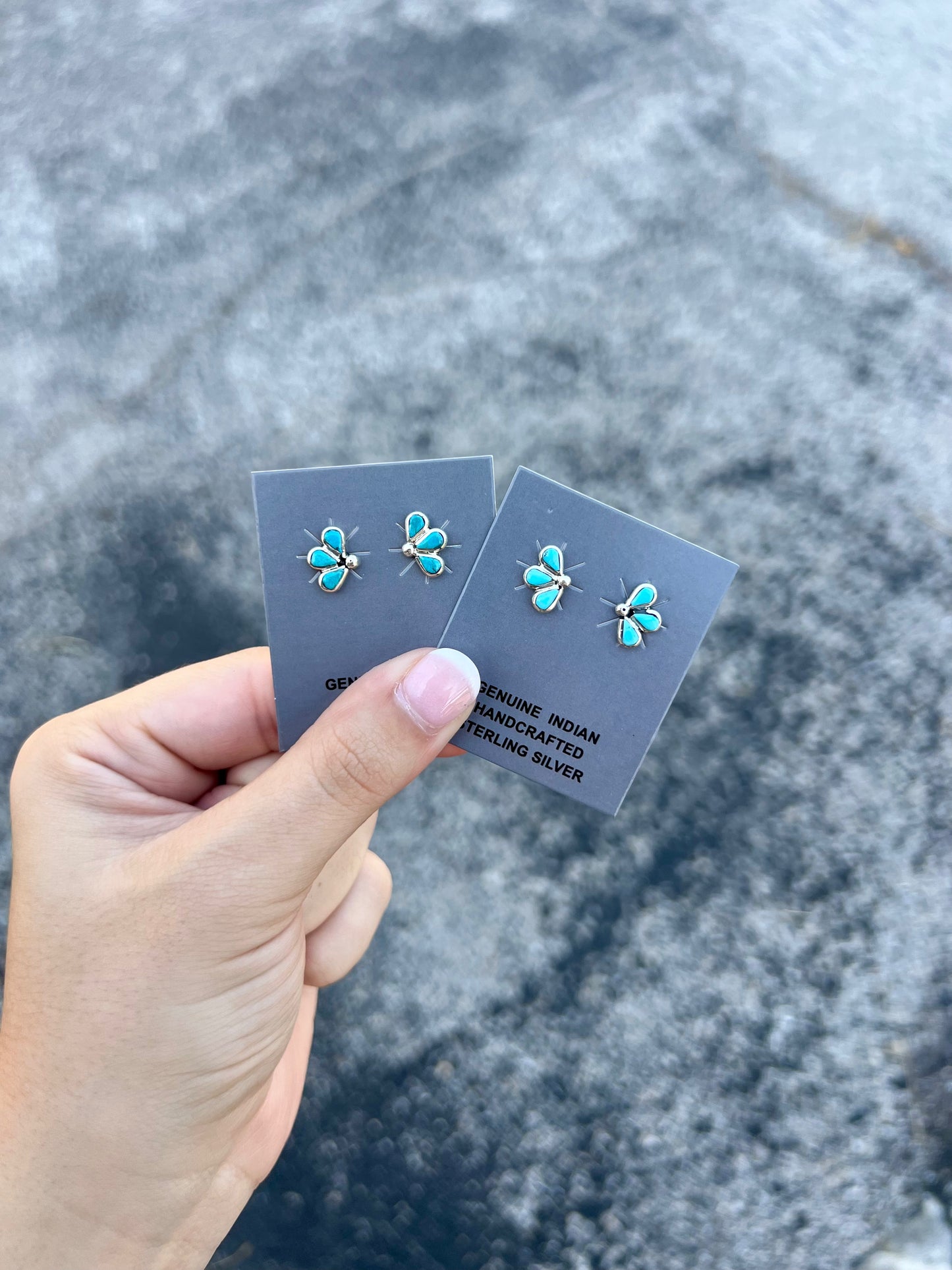 Zuni Genuine Turquoise Half Cluster Studs