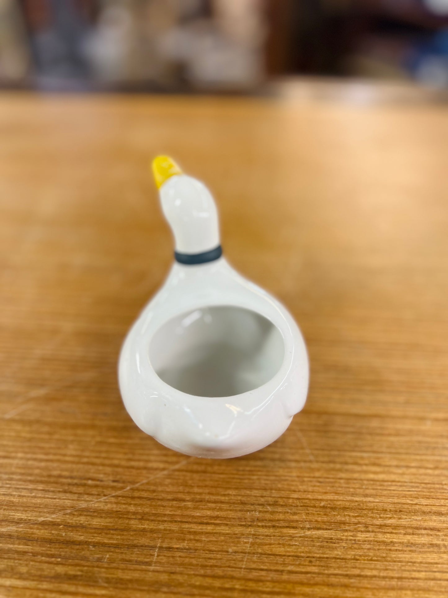 Vintage Ceramic Goose Planter with Bow and Heart