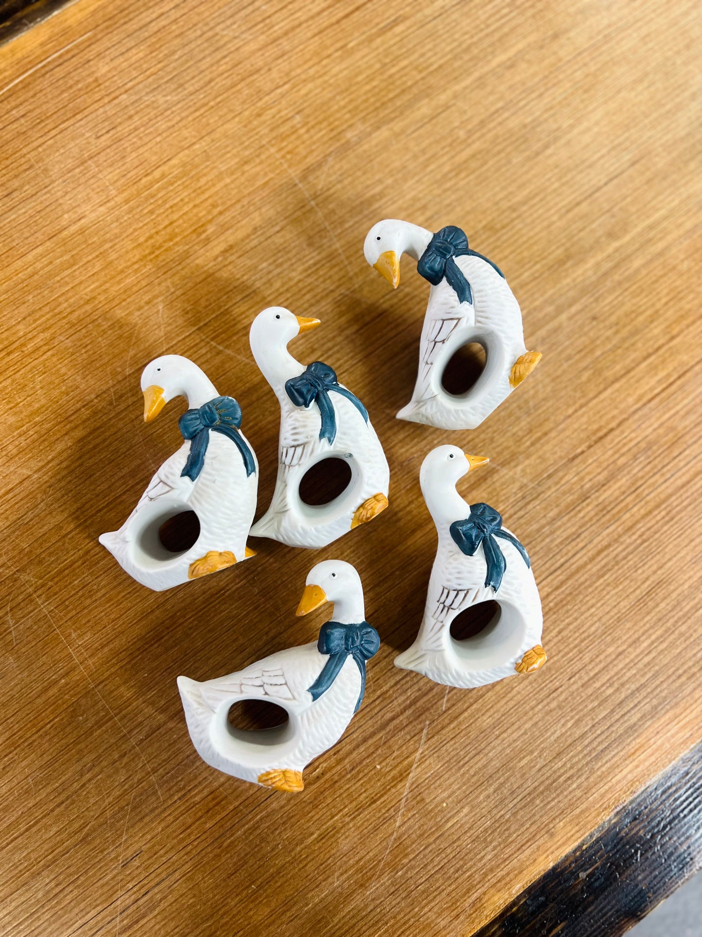 Vintage Set of 5 Ceramic Geese Napkin Holders