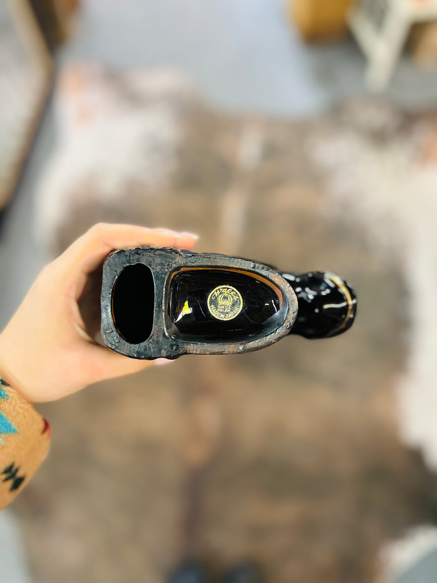 Vintage Wales Ceramic Horse Head Figure with Gold Accents