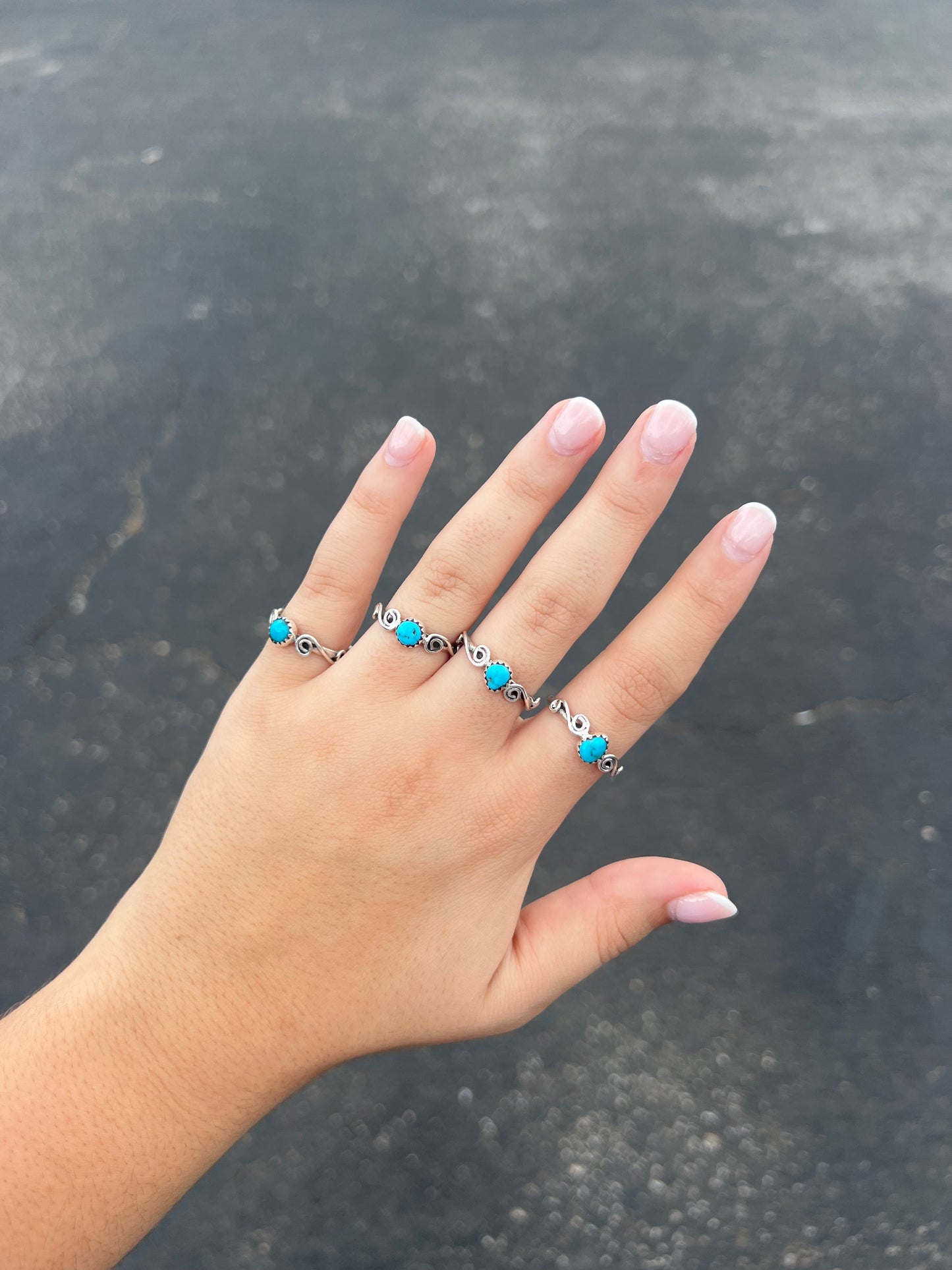 Sleeping Beauty Turquoise and Swirl Sterling Silver Ring