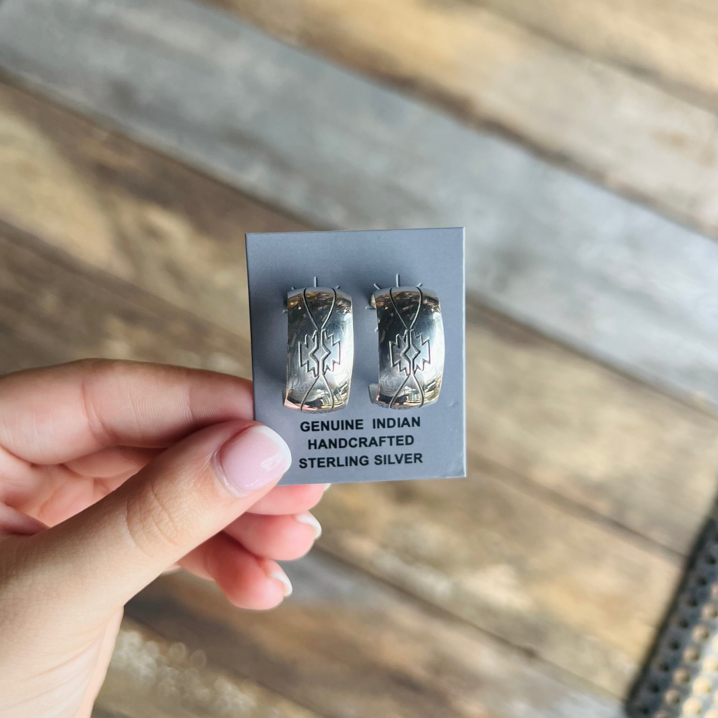 Stamped Sterling Silver Hoop Earrings