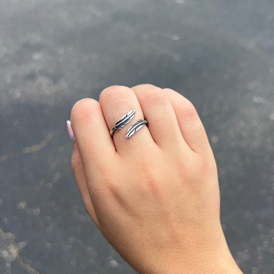 Dainty Sterling Silver Feather Wrap Ring