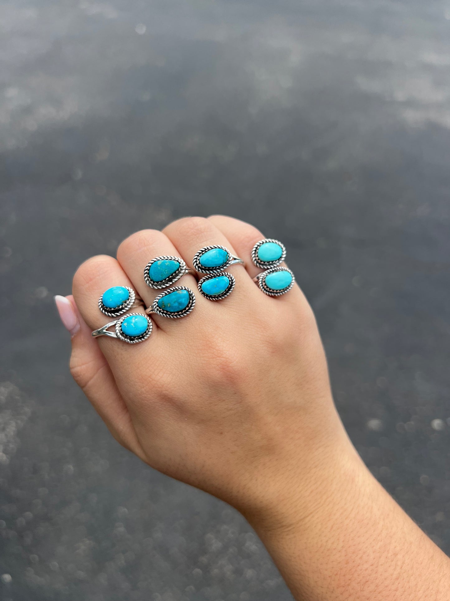 The Jane 2 Stone Genuine Turquoise Sterling Silver Wrap Ring