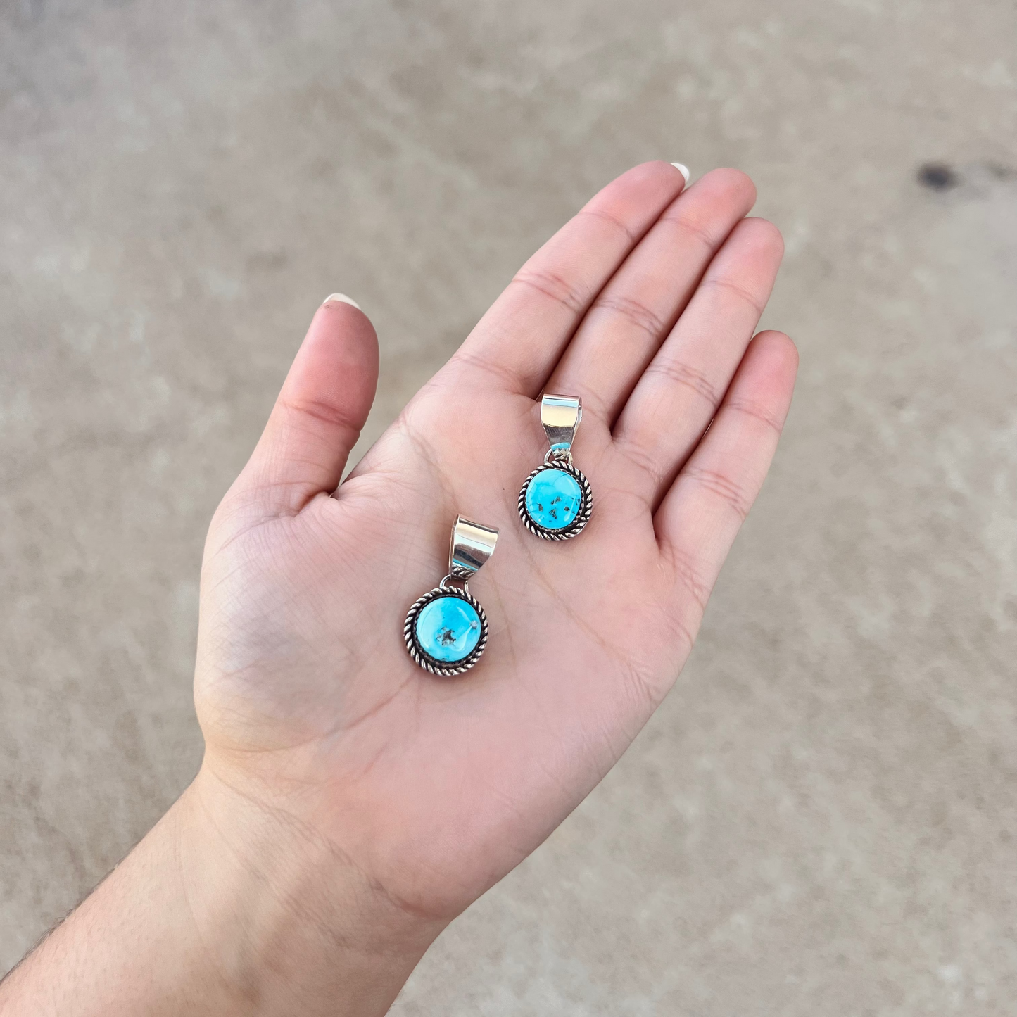 Blue Ridge Turquoise Round Sterling Silver Pendant
