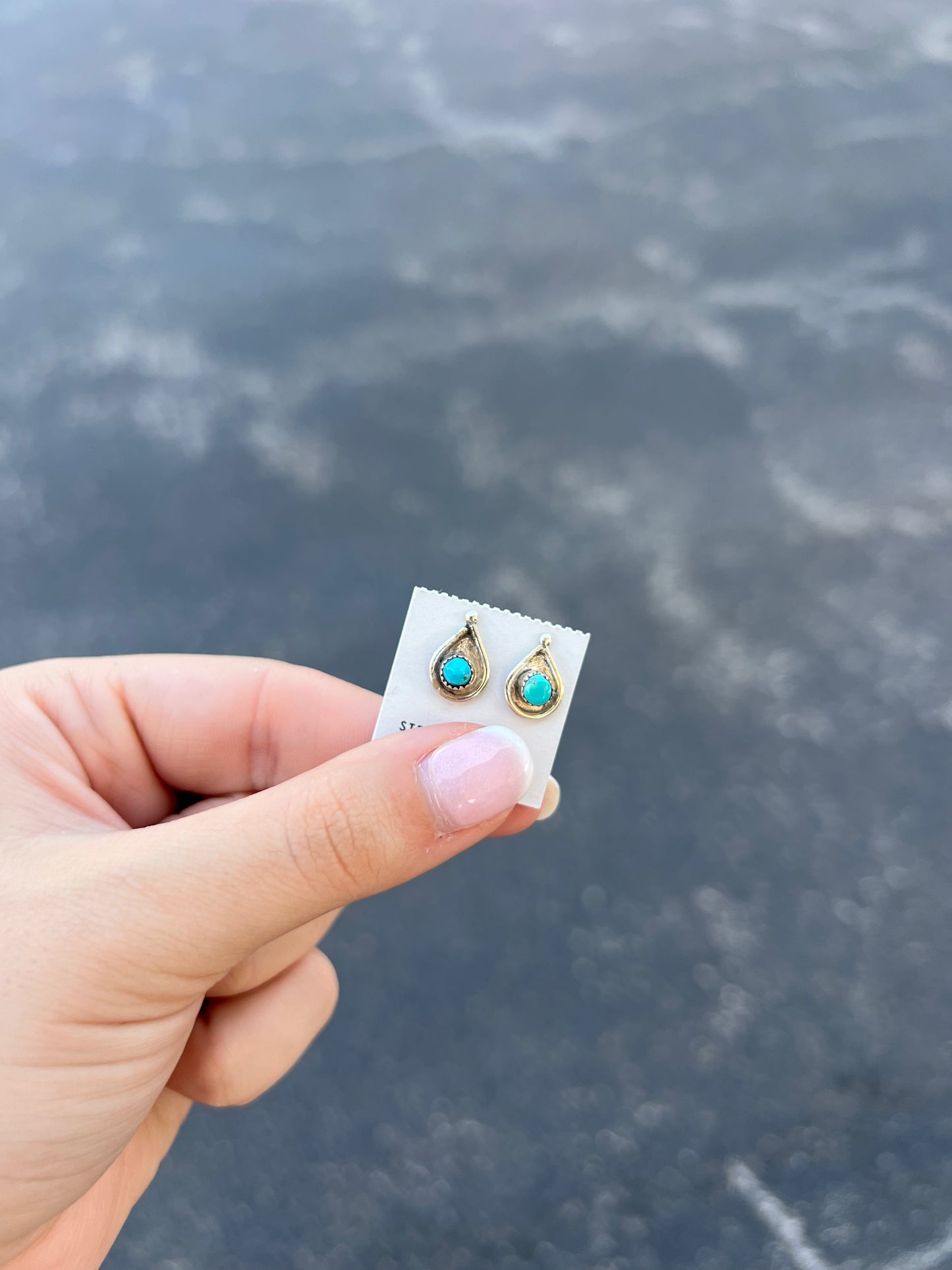 Turquoise Sterling Silver Teardrop Studs