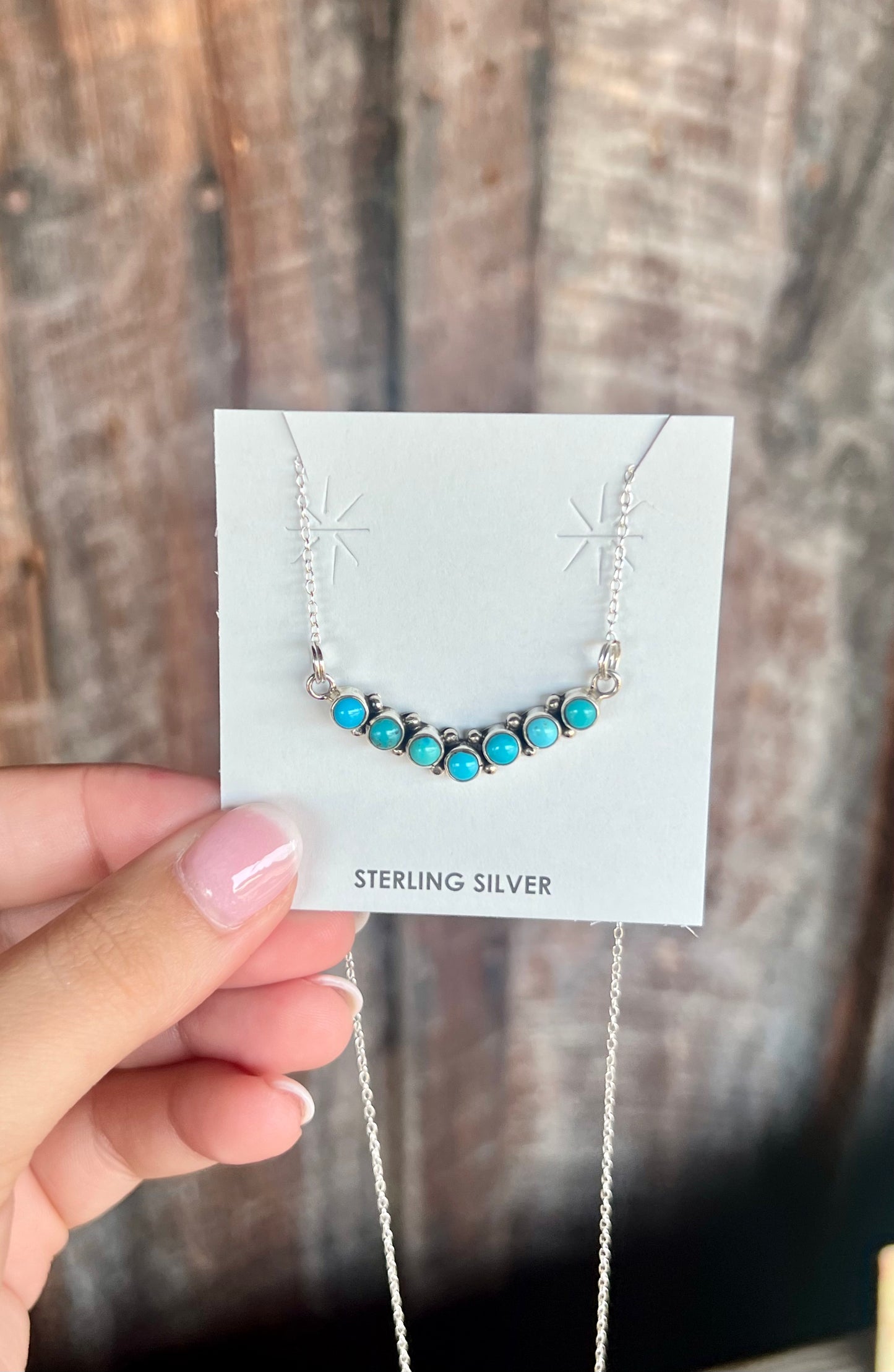 The Lady May Genuine Turquoise and Sterling Silver Bar Necklace