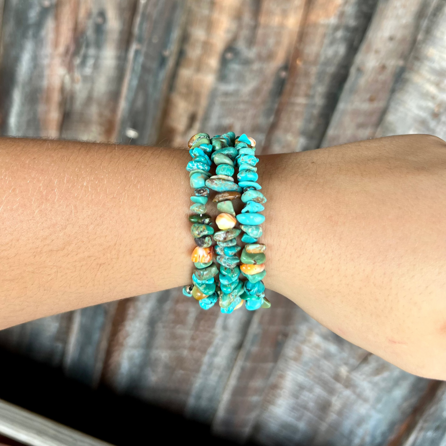 Genuine Turquoise and Spiny Oyster Nugget Wrap Bracelet