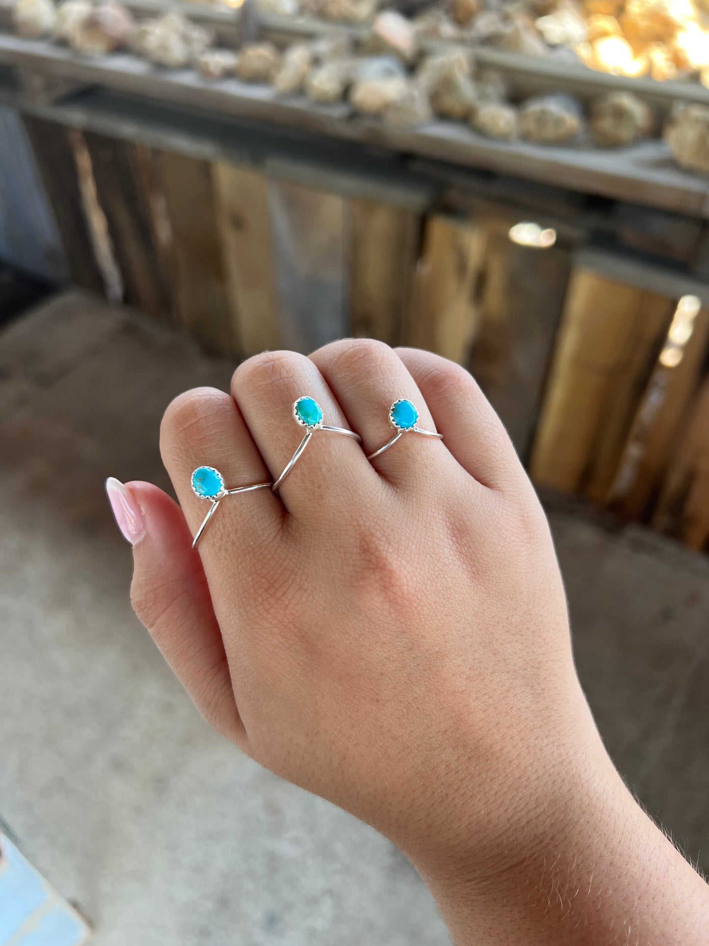 Genuine Turquoise and Sterling Silver "V" Ring