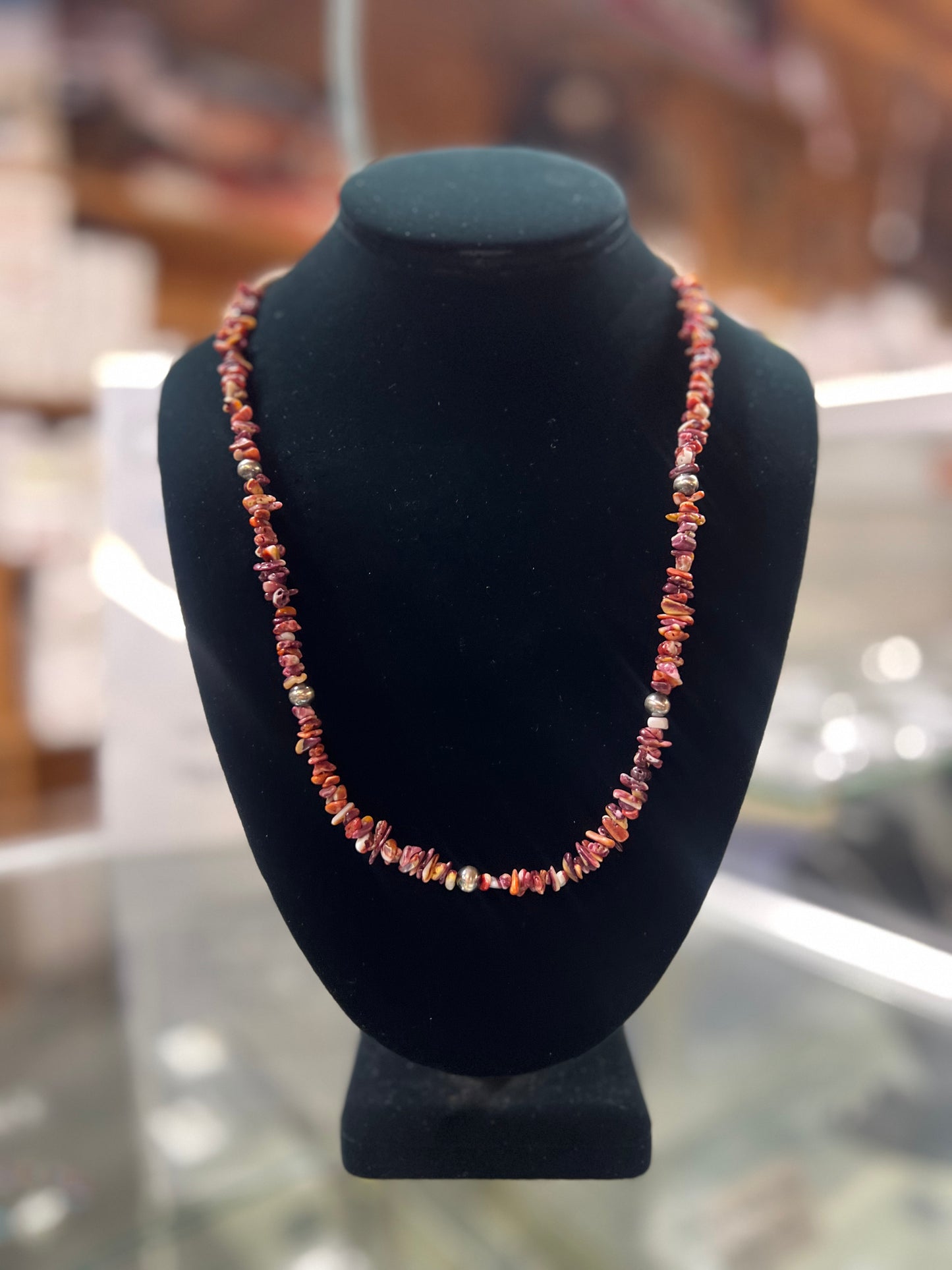 Navajo Pearl + Purple Spiny Oyster Sterling Silver Necklace