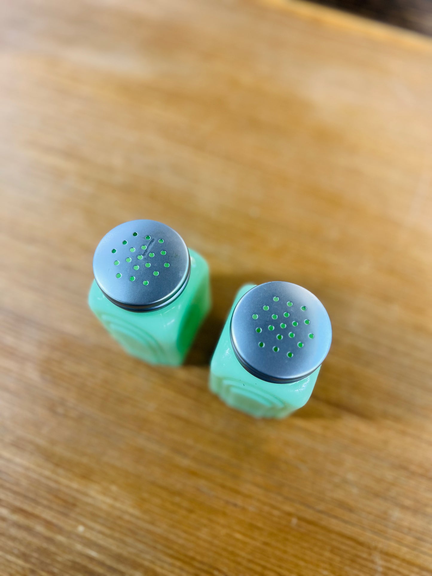 Jadeite Green Glass Salt and Pepper Shaker Set