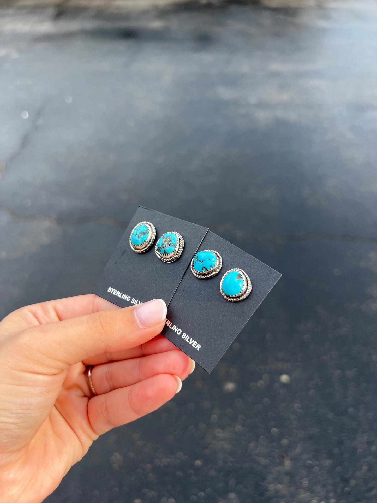 Free Form Kingman Turquoise Studs