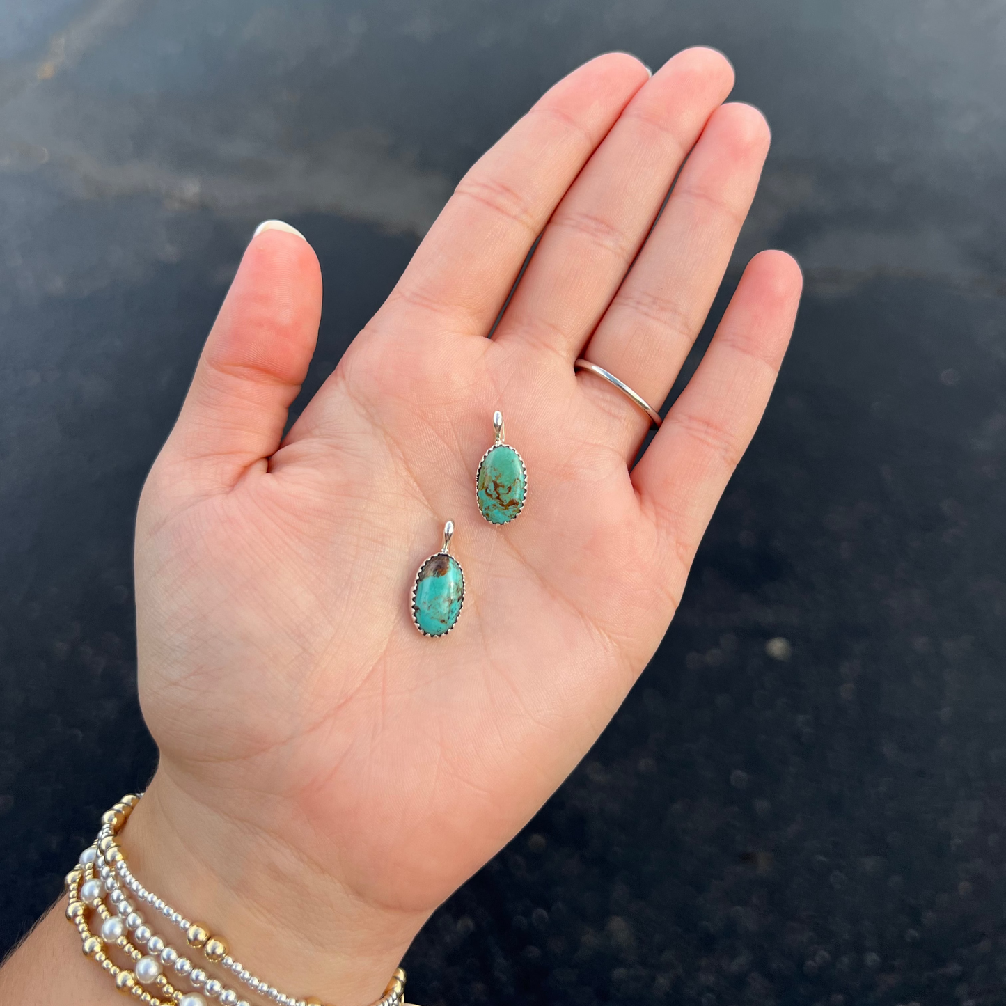 Genuine Turquoise Oval Sterling Silver Pendant