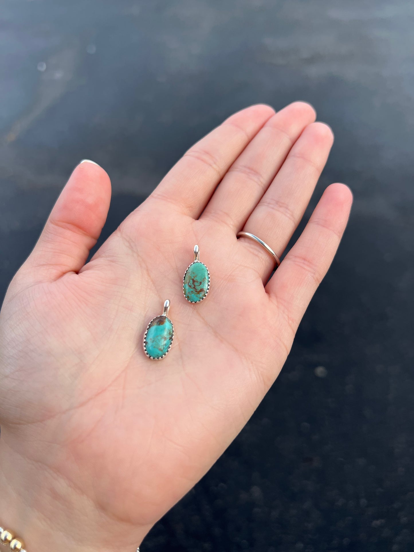 Genuine Turquoise Oval Sterling Silver Pendant