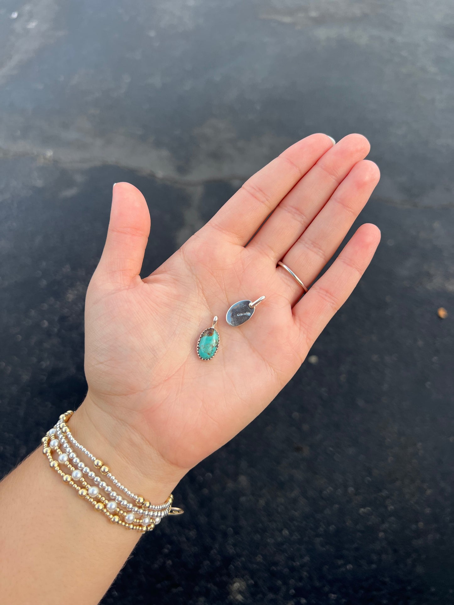 Genuine Turquoise Oval Sterling Silver Pendant