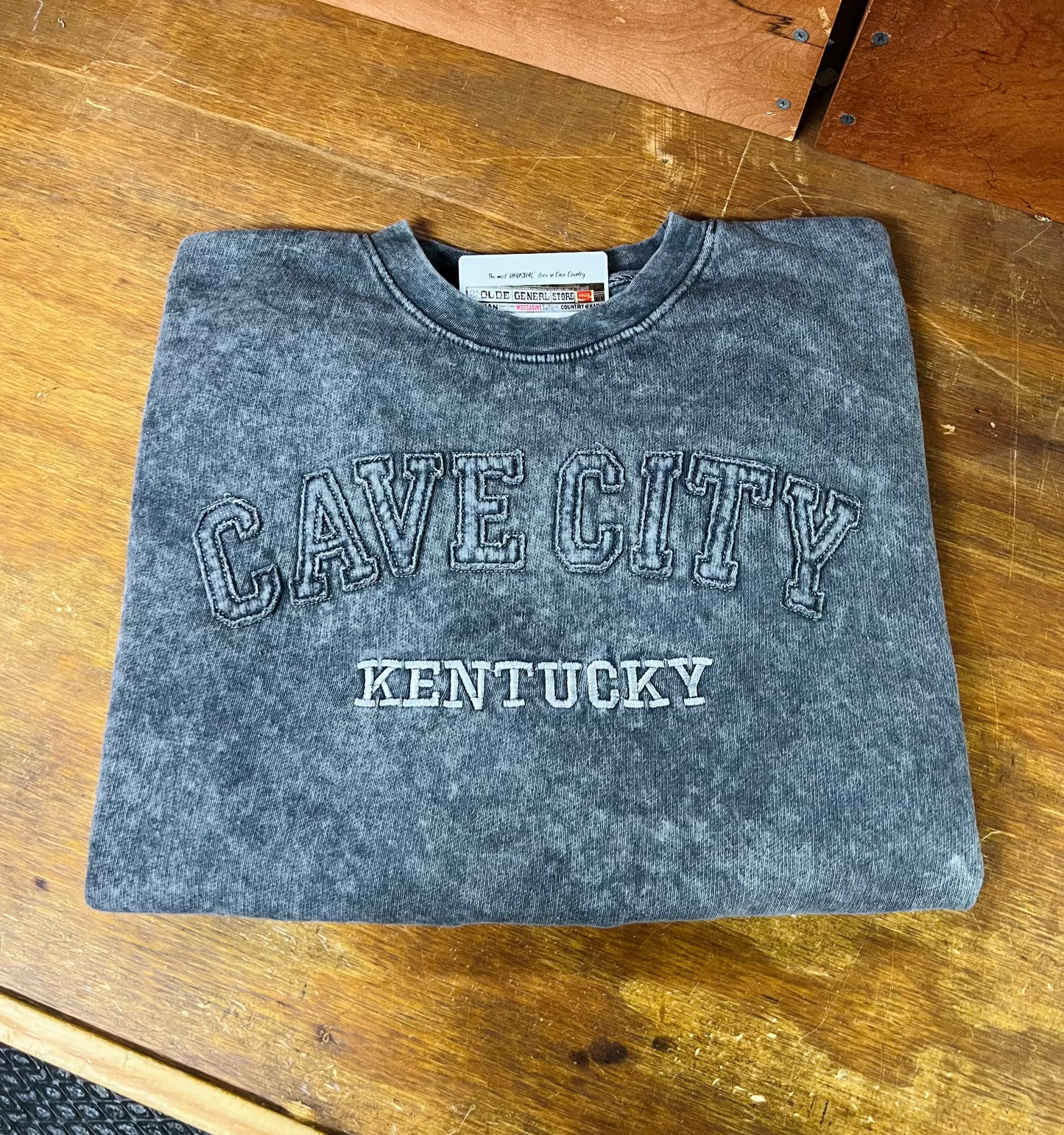 Cave City Kentucky Black Acid Wash Crewneck