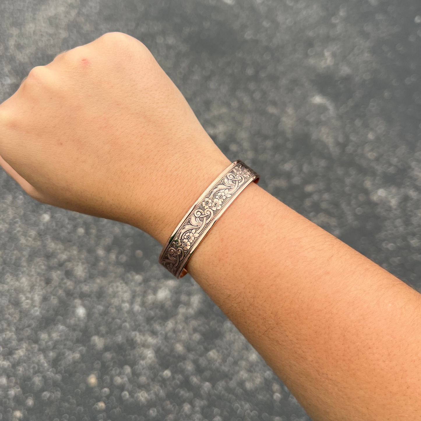 Navajo Floral Stamped Copper Cuff