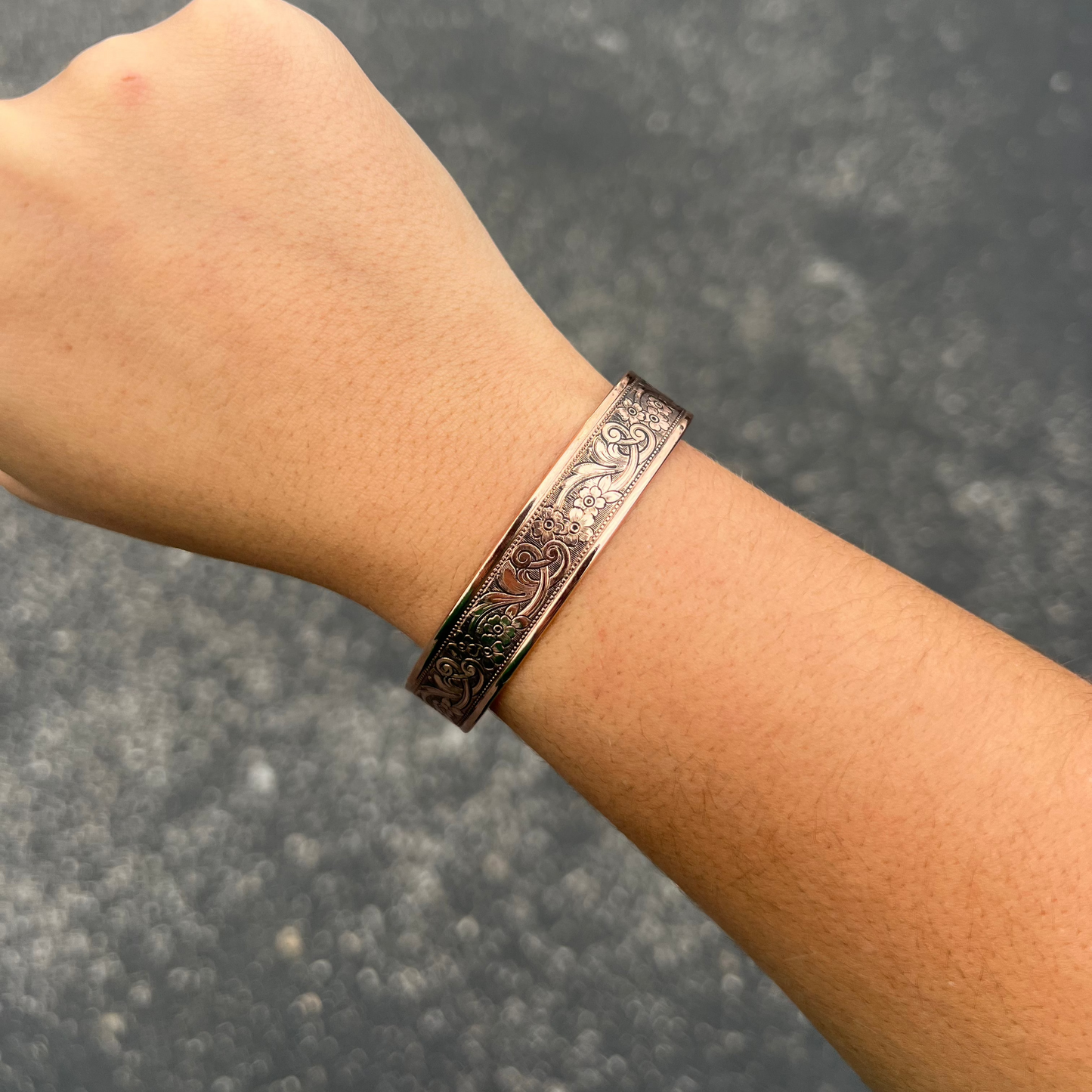 Navajo Floral Stamped Copper Cuff