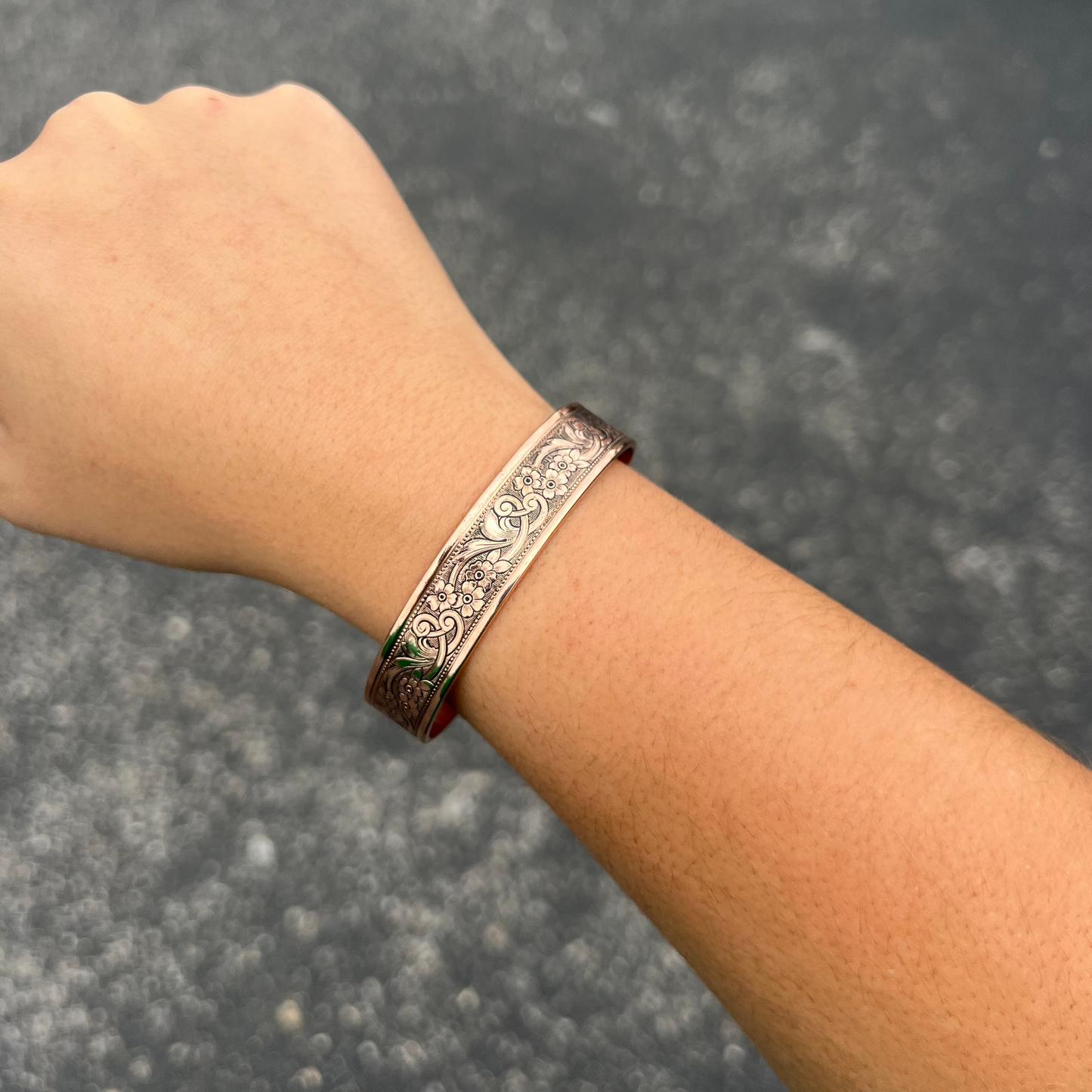 Navajo Floral Stamped Copper Cuff