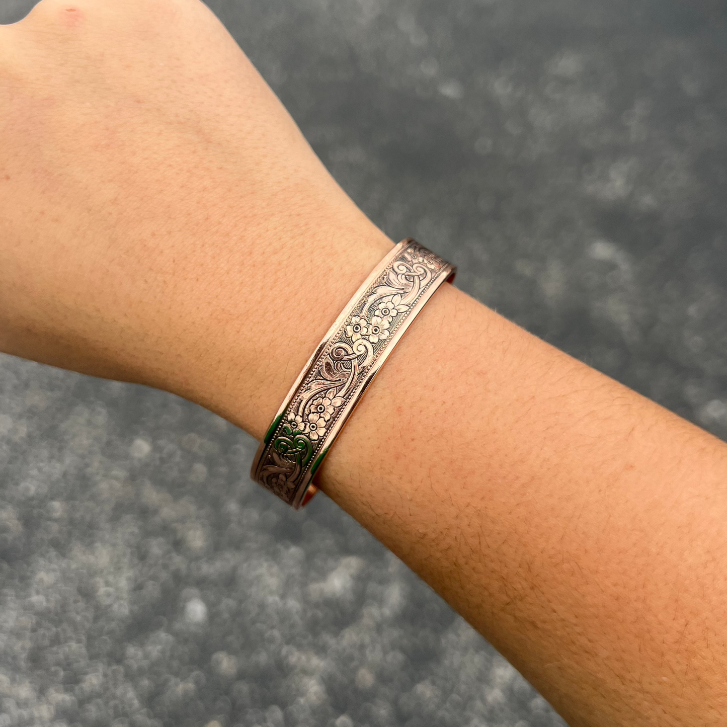 Navajo Floral Stamped Copper Cuff