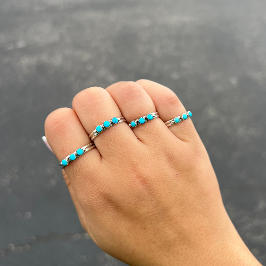 The Trio Genuine Turquoise Sterling Silver Ring