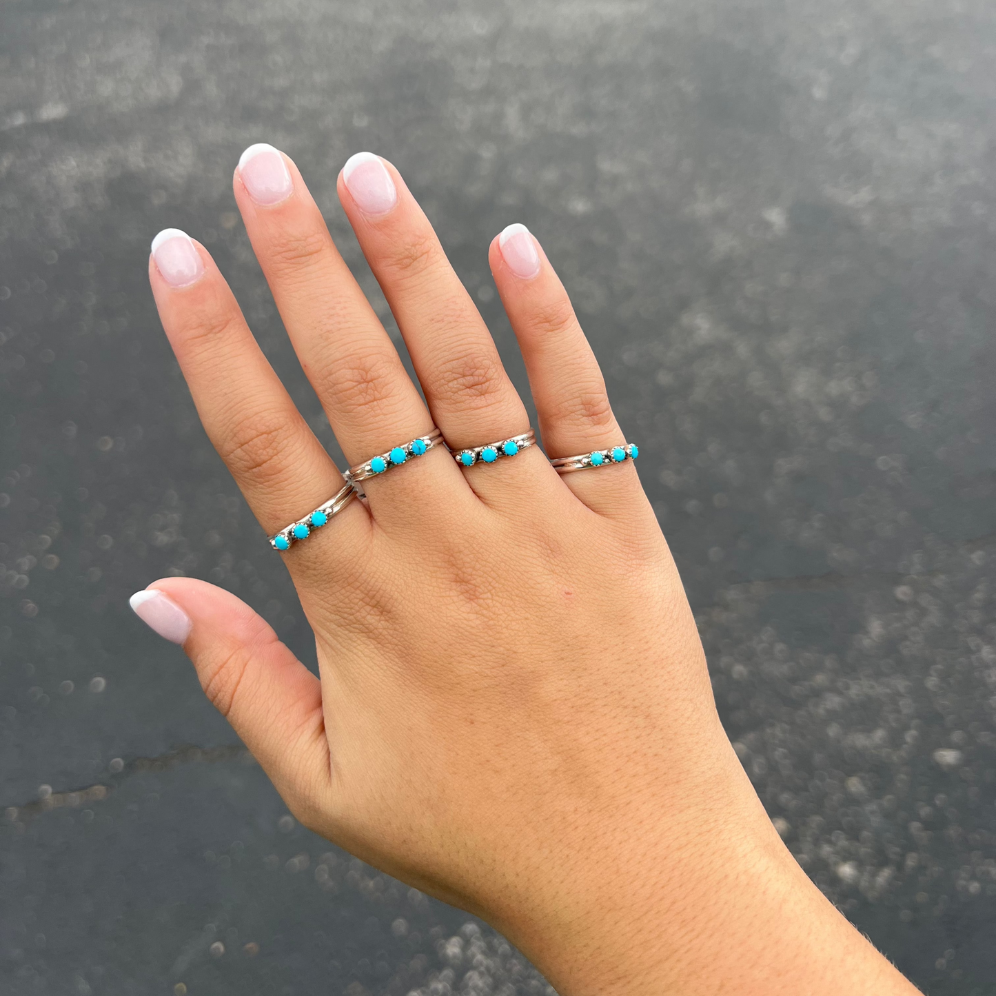 The Trio Genuine Turquoise Sterling Silver Ring