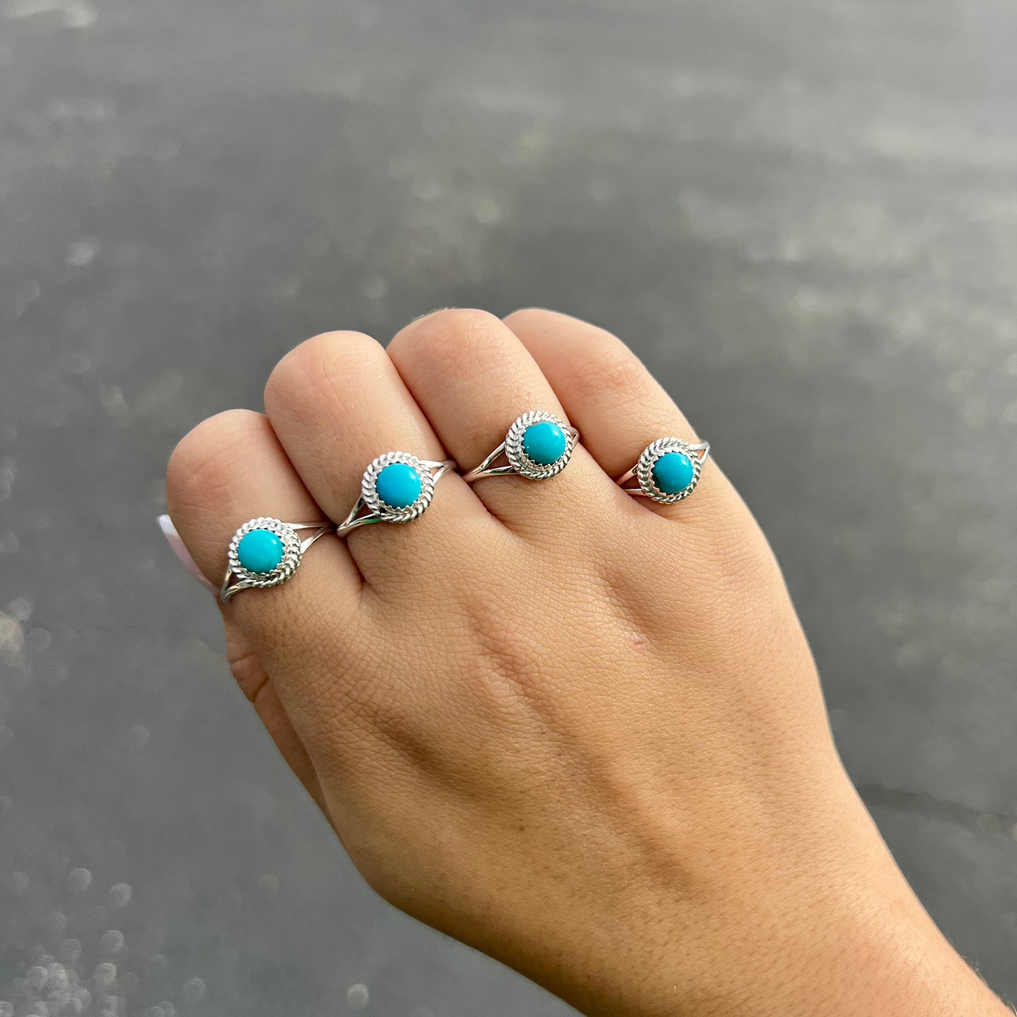 Turquoise Twisted & Split Round Ring
