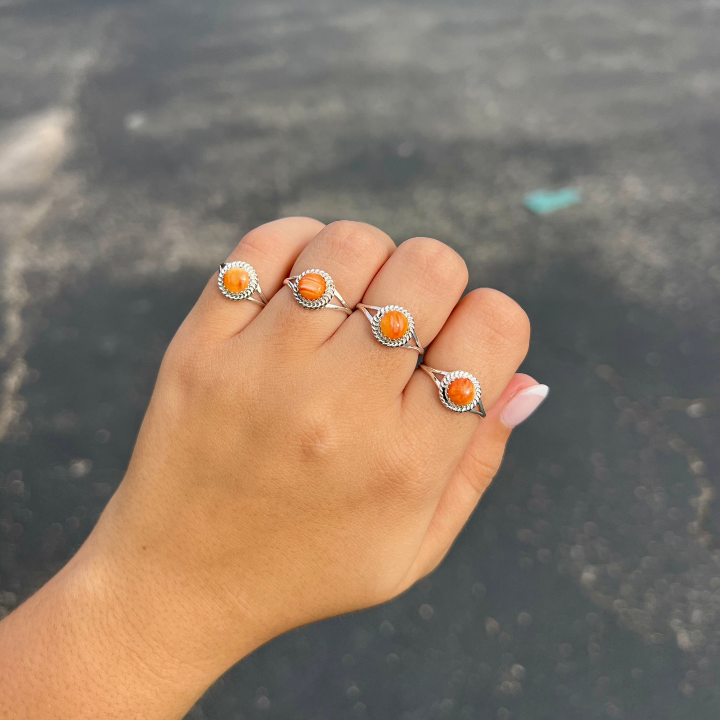 Turquoise Twisted & Split Round Ring