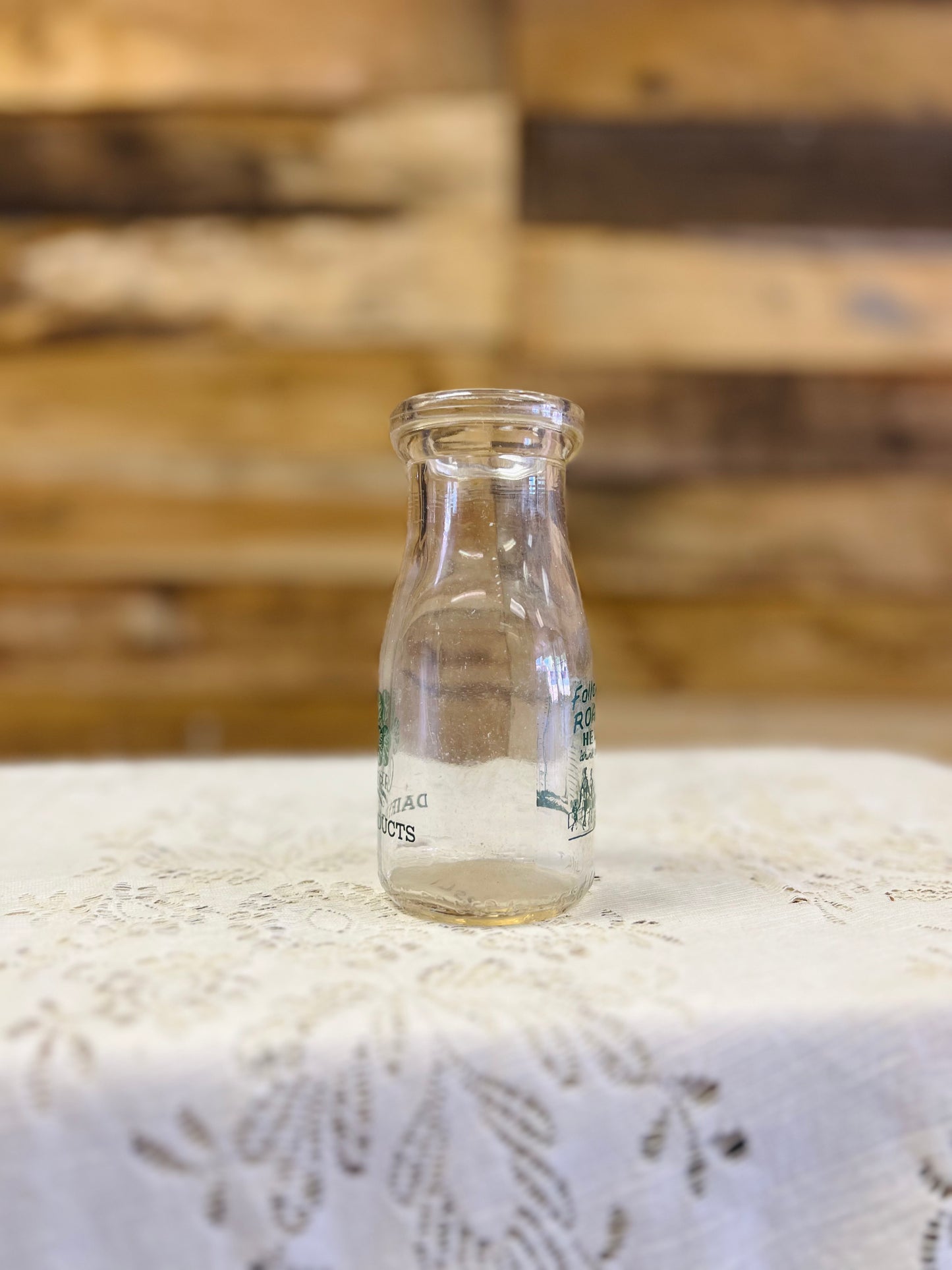 Vintage Clover Dairy Half Pint Bottle "Follow The Road To Health"