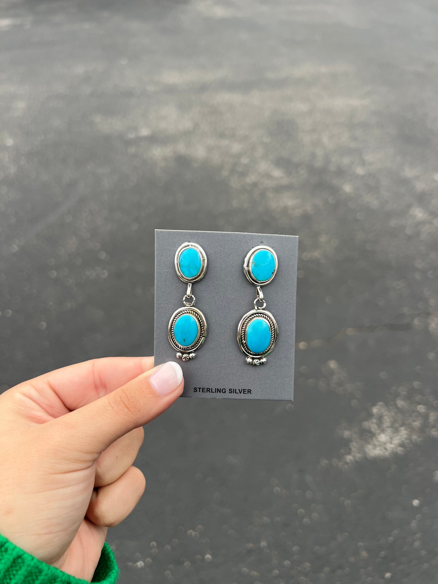The Taylor Two Stone Sonoran Gold Authentic Turquoise Statement Earrings