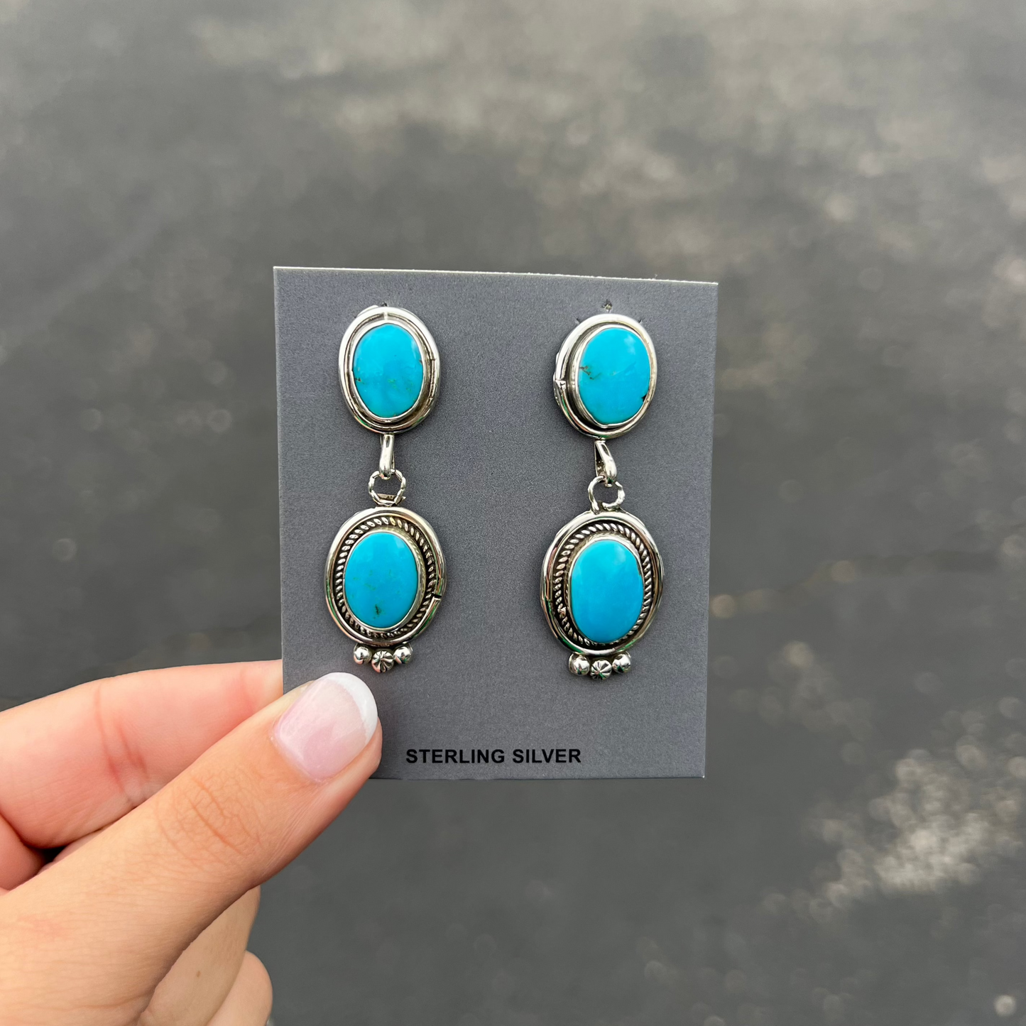 The Taylor Two Stone Sonoran Gold Authentic Turquoise Statement Earrings